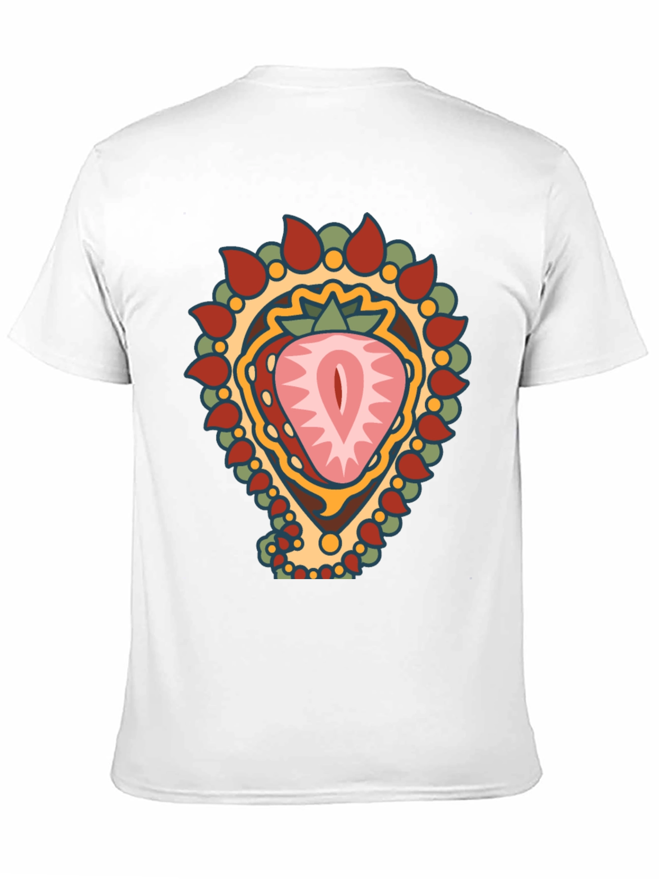 Strawberry Mandala Graphic Tee - Black Cotton Blend