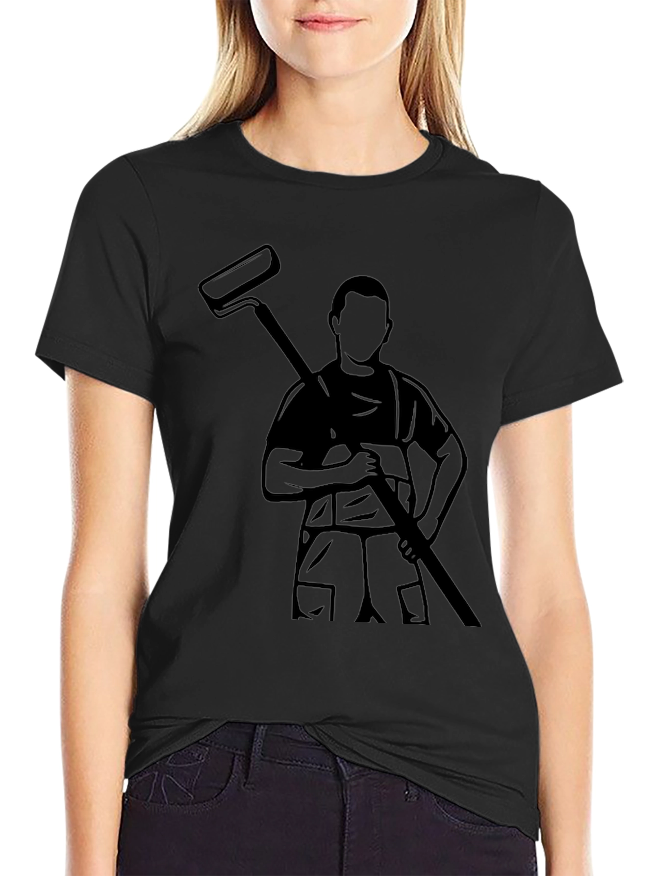 Painter Graphic T-Shirt - Black Crew Neck Tee