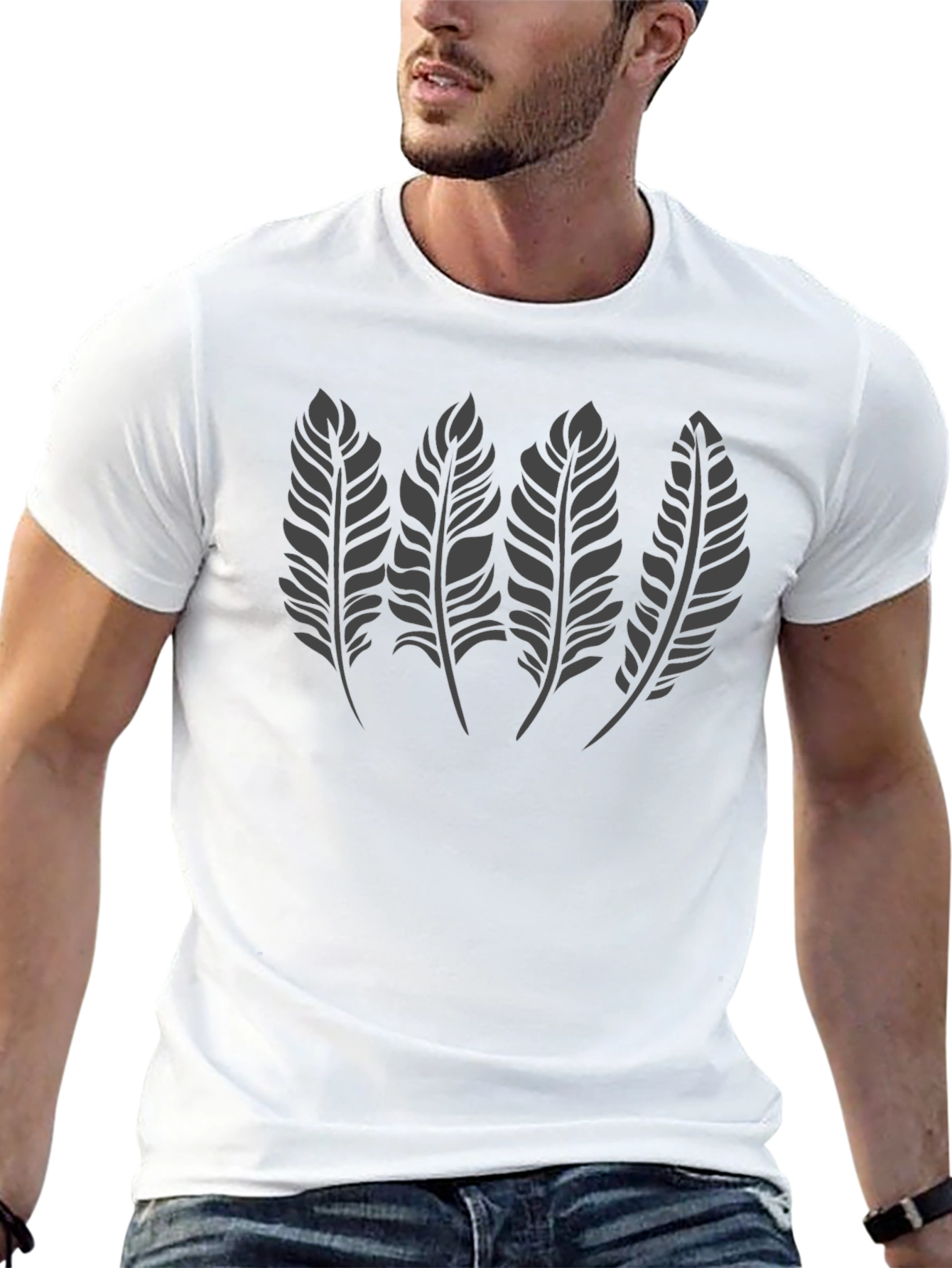 Feather Graphic Black T-Shirt