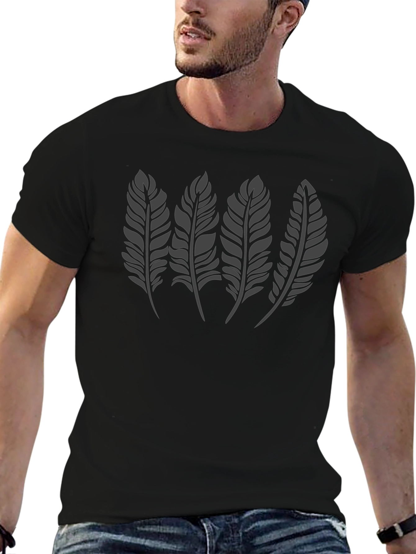 Feather Graphic Black T-Shirt