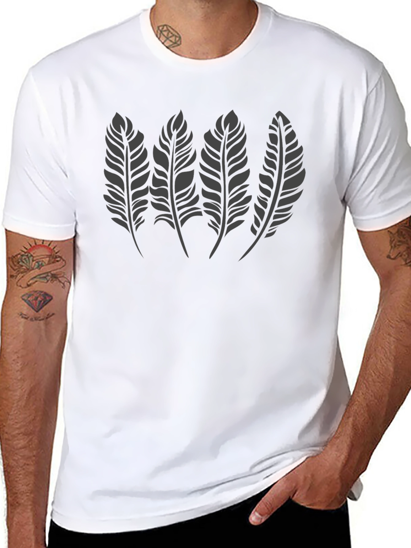 Feather Graphic Black T-Shirt