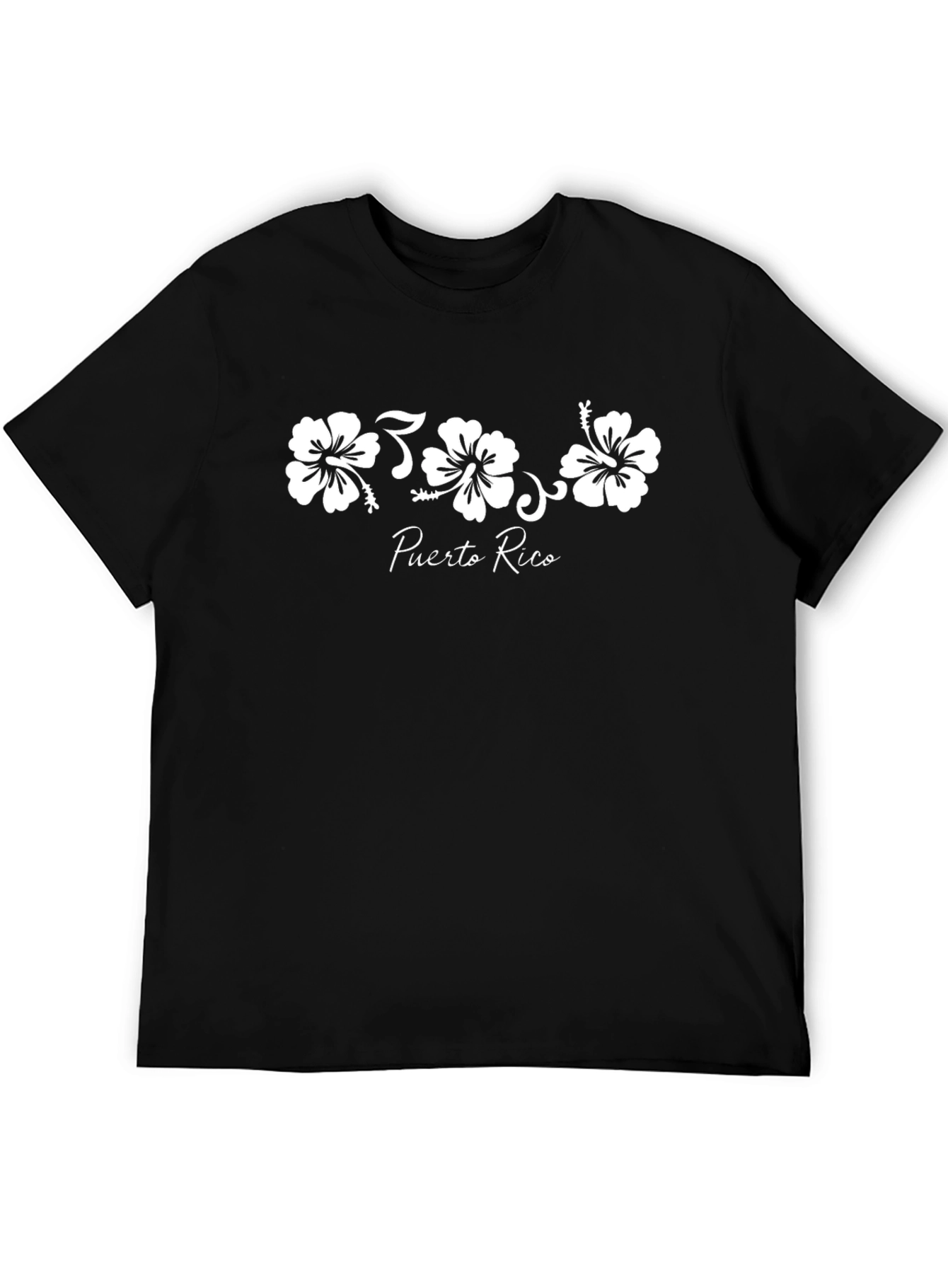 Puerto Rico Hibiscus Flower T-Shirt - Black