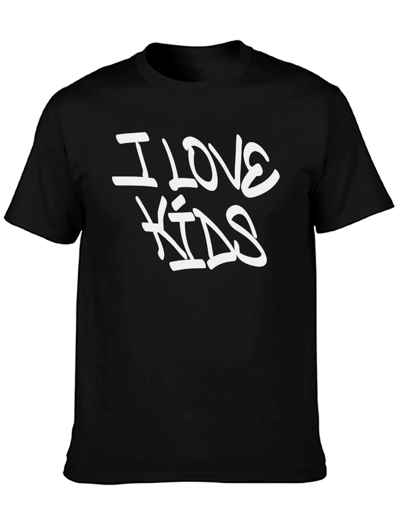 I Love Kids Graphic Tee - Black Casual T-Shirt
