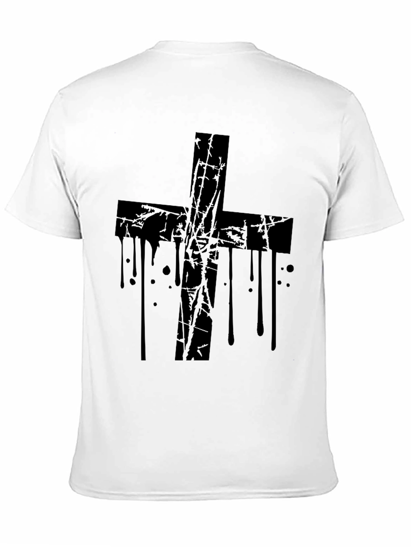 Grunge Cross Graphic Black T-Shirt