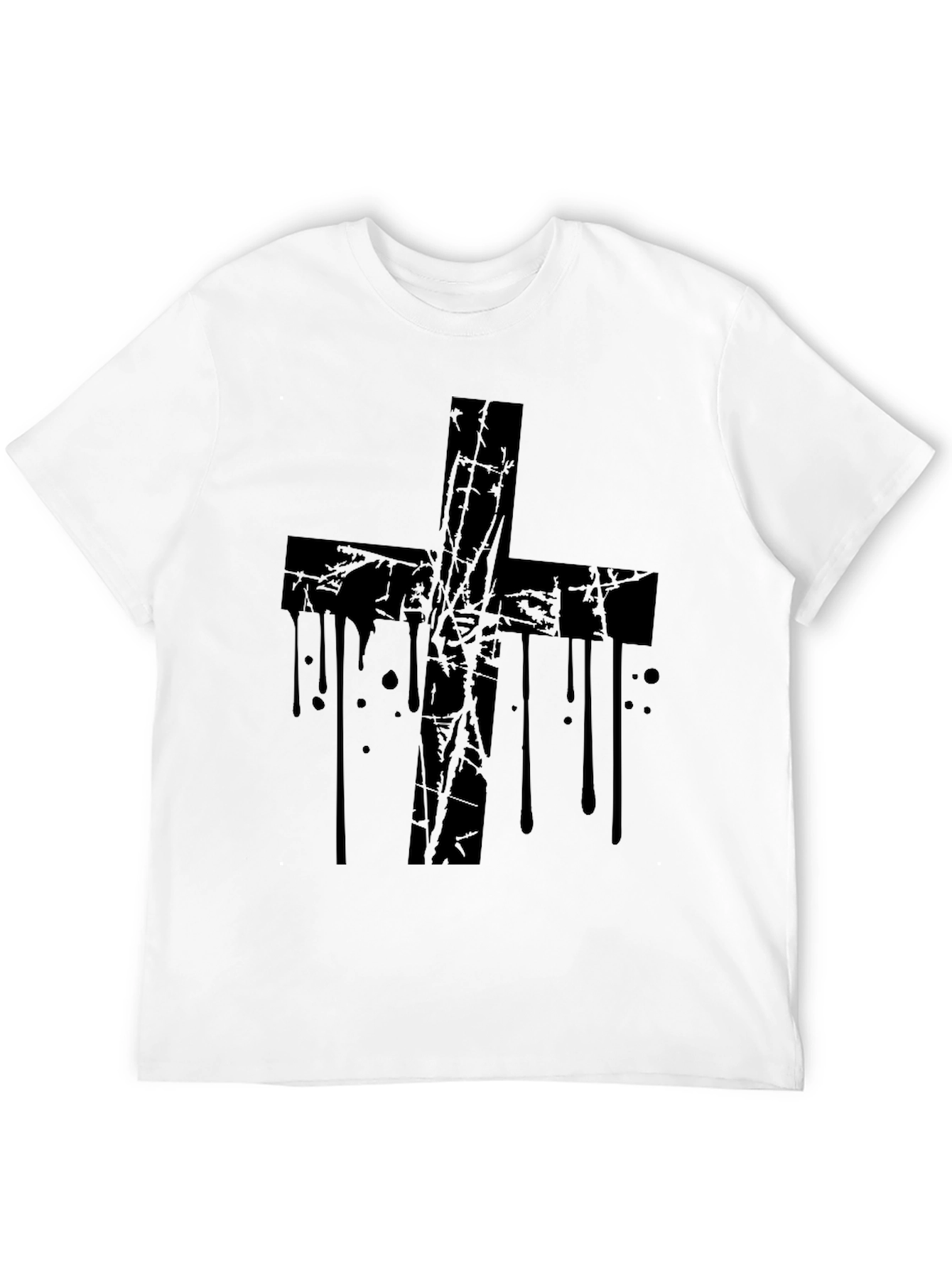 Grunge Cross Graphic Black T-Shirt