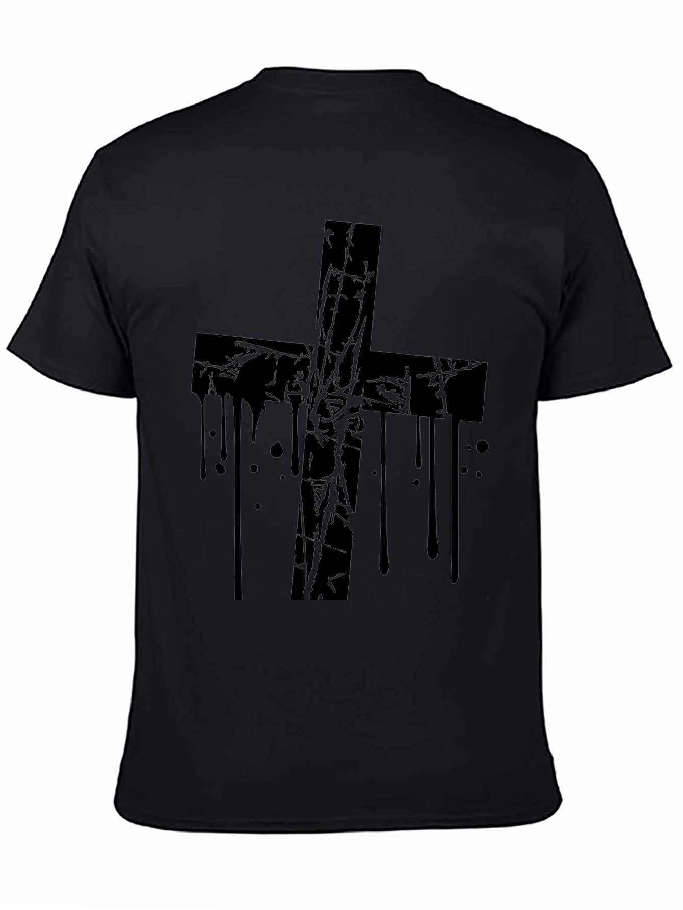 Grunge Cross Graphic Black T-Shirt
