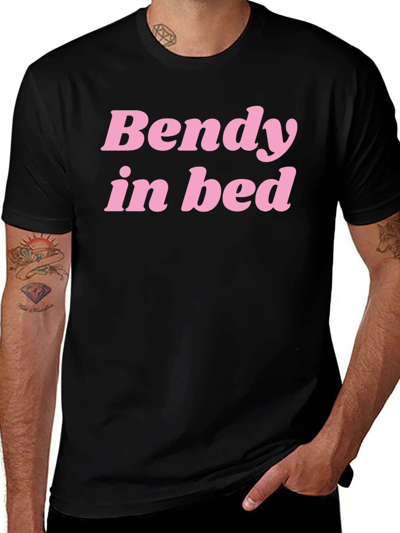 Bendy In Bed Graphic Tee - Black Cotton T-Shirt