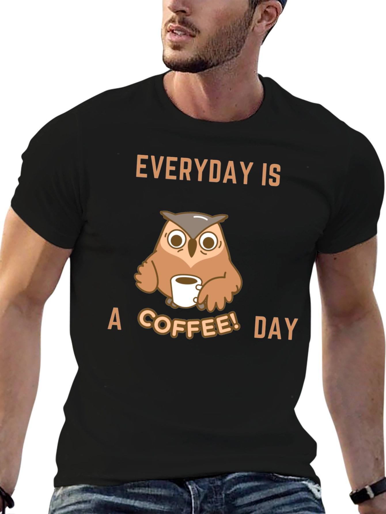 Everyday is a Coffee Day Owl Graphic T-Shirt