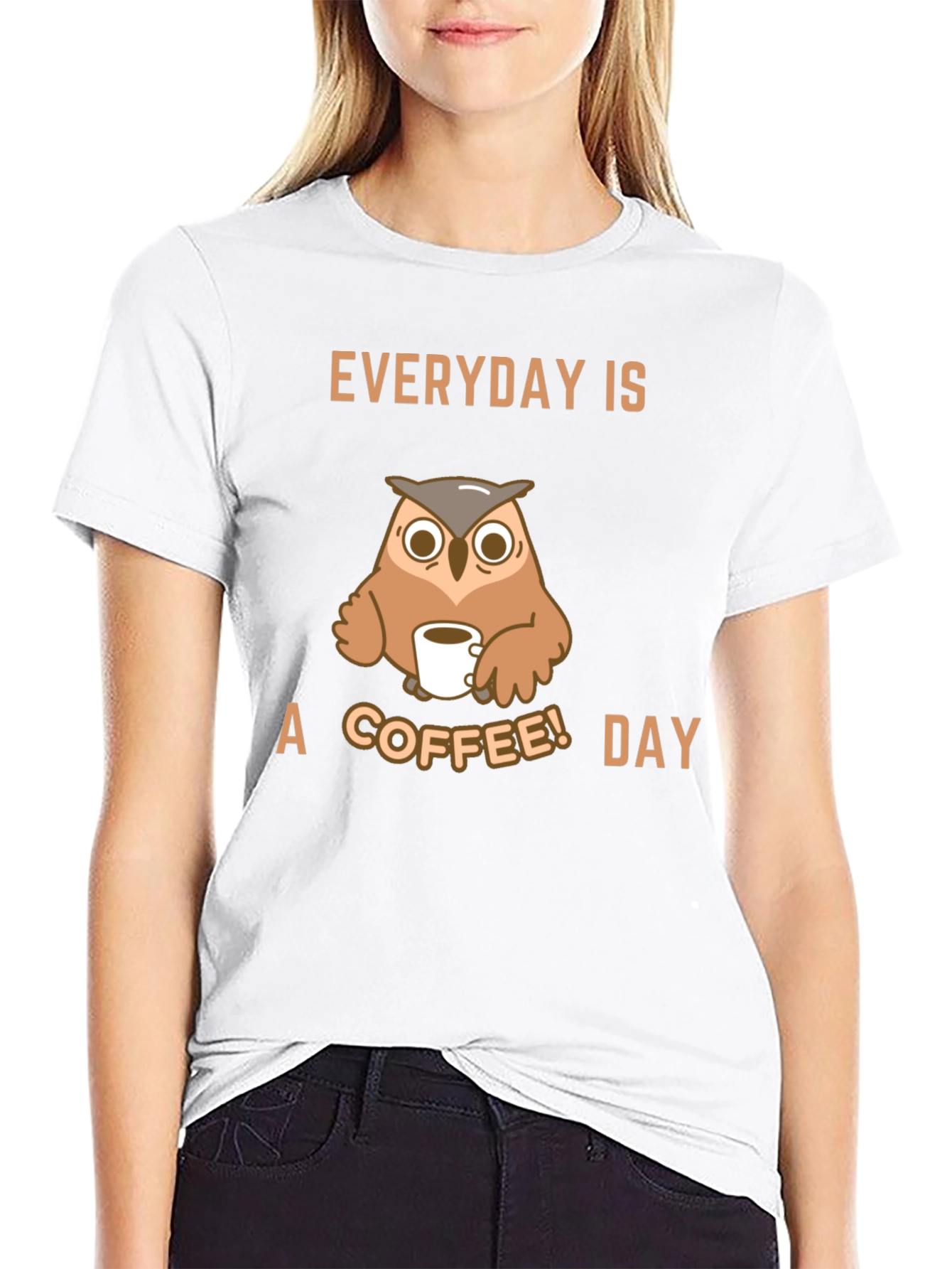 Everyday is a Coffee Day Owl Graphic T-Shirt