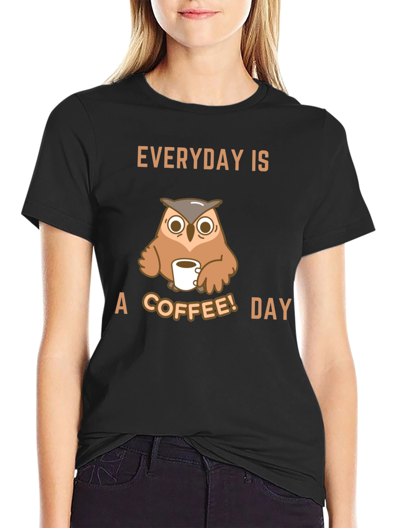 Everyday is a Coffee Day Owl Graphic T-Shirt