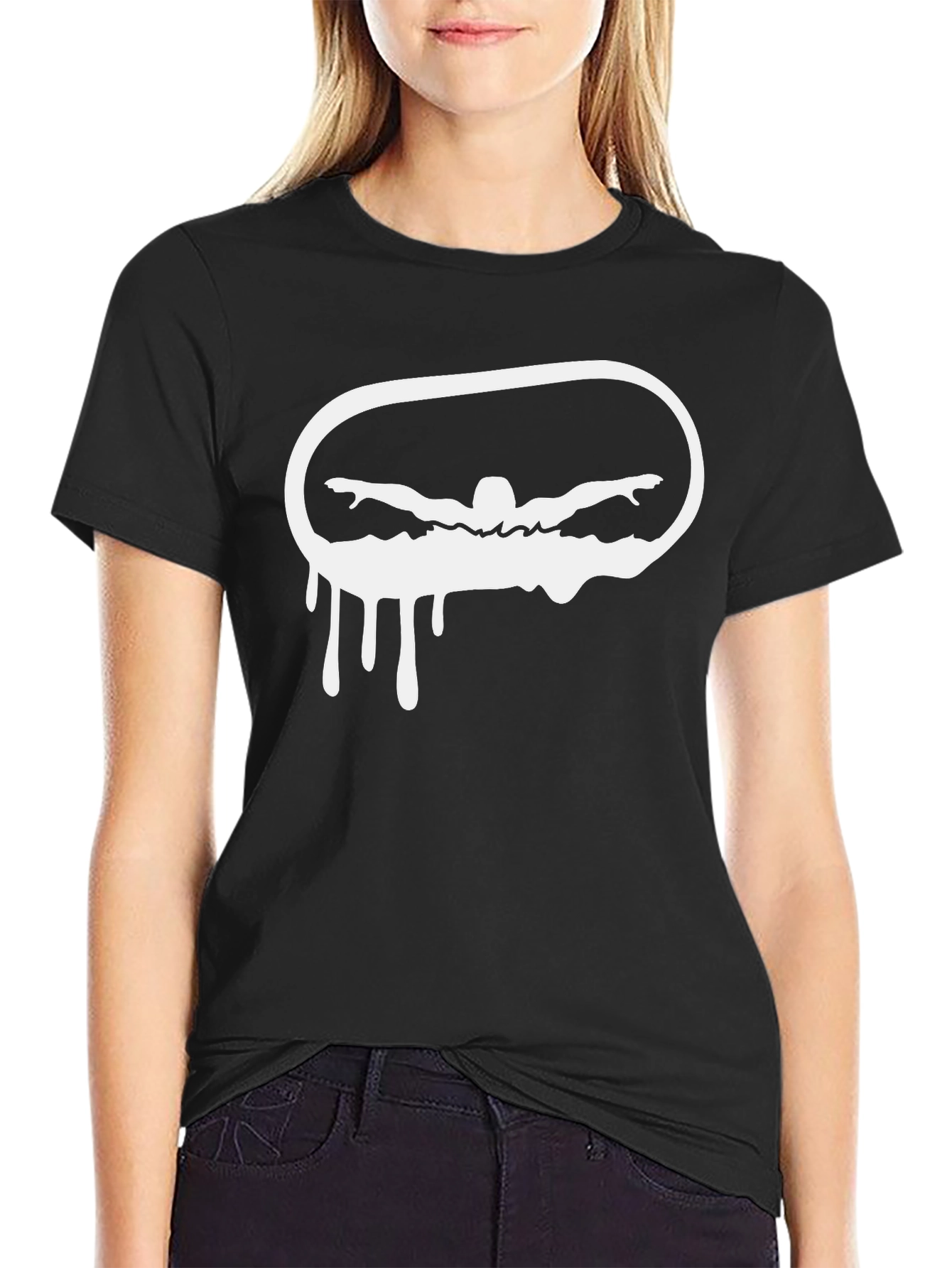 Swimmer Drip Graphic Black T-Shirt