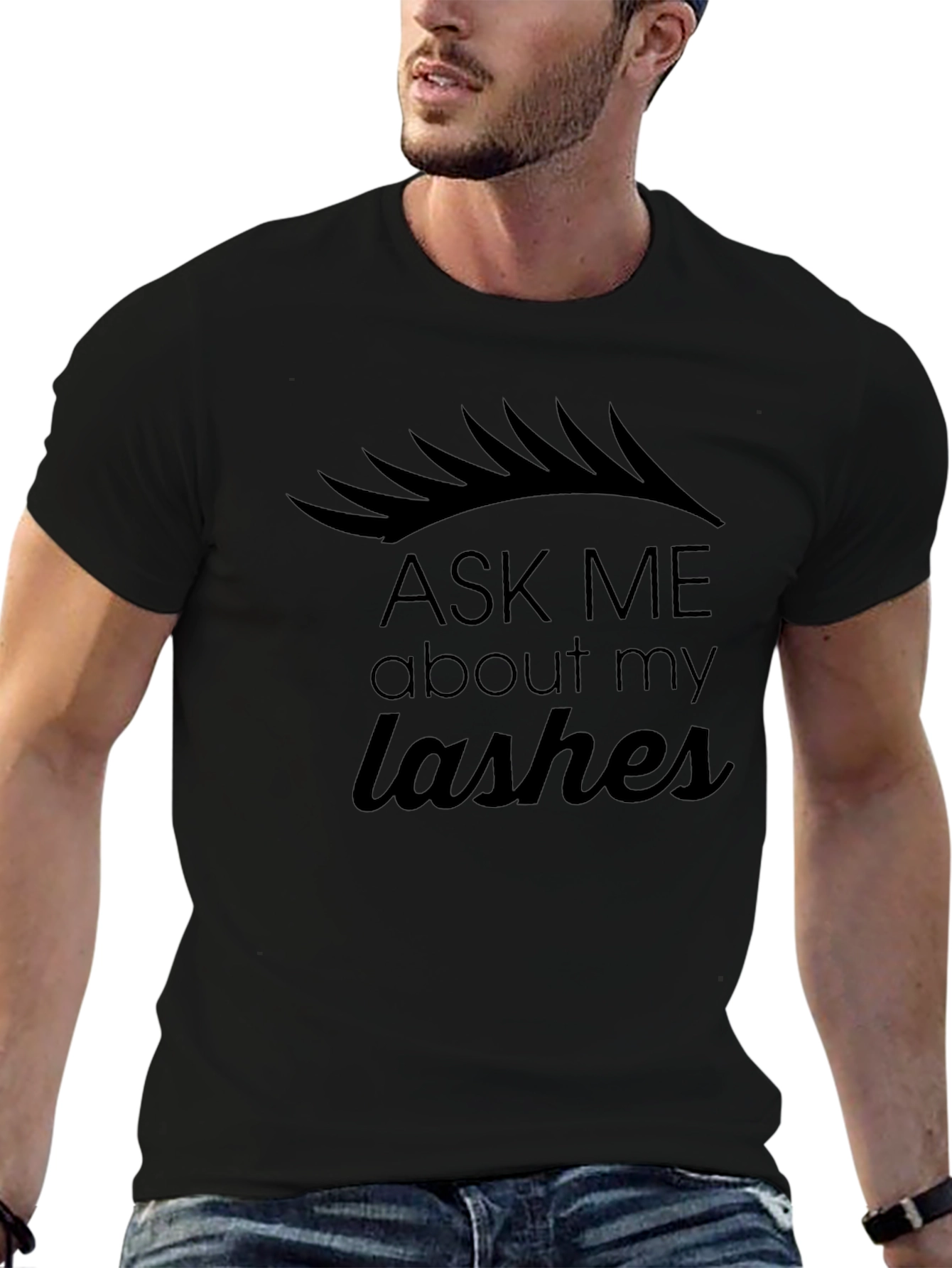 Ask Me About My Lashes Black Graphic Tee