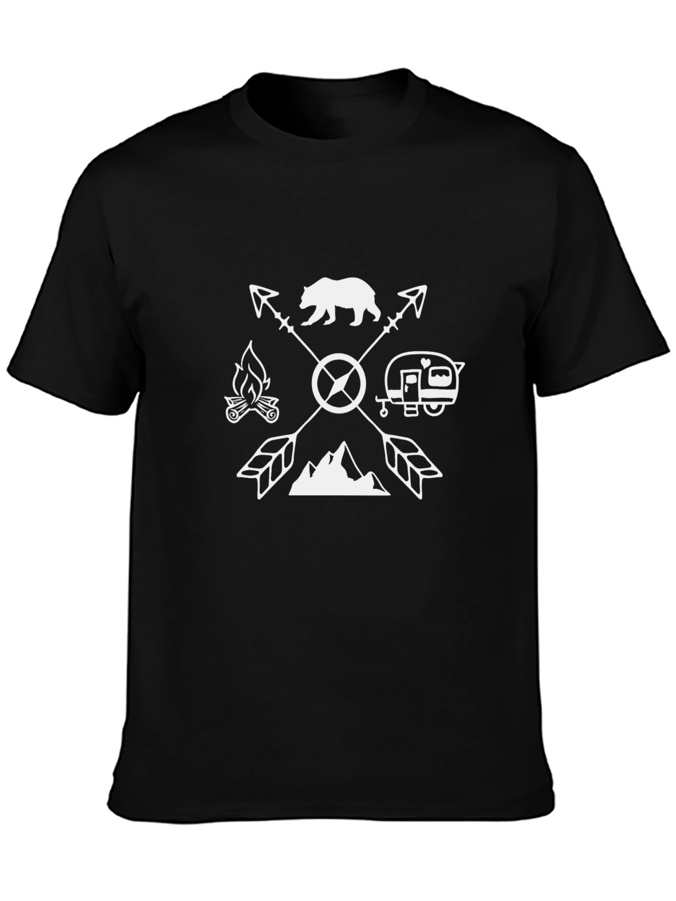Camping Adventure Black Graphic Tee