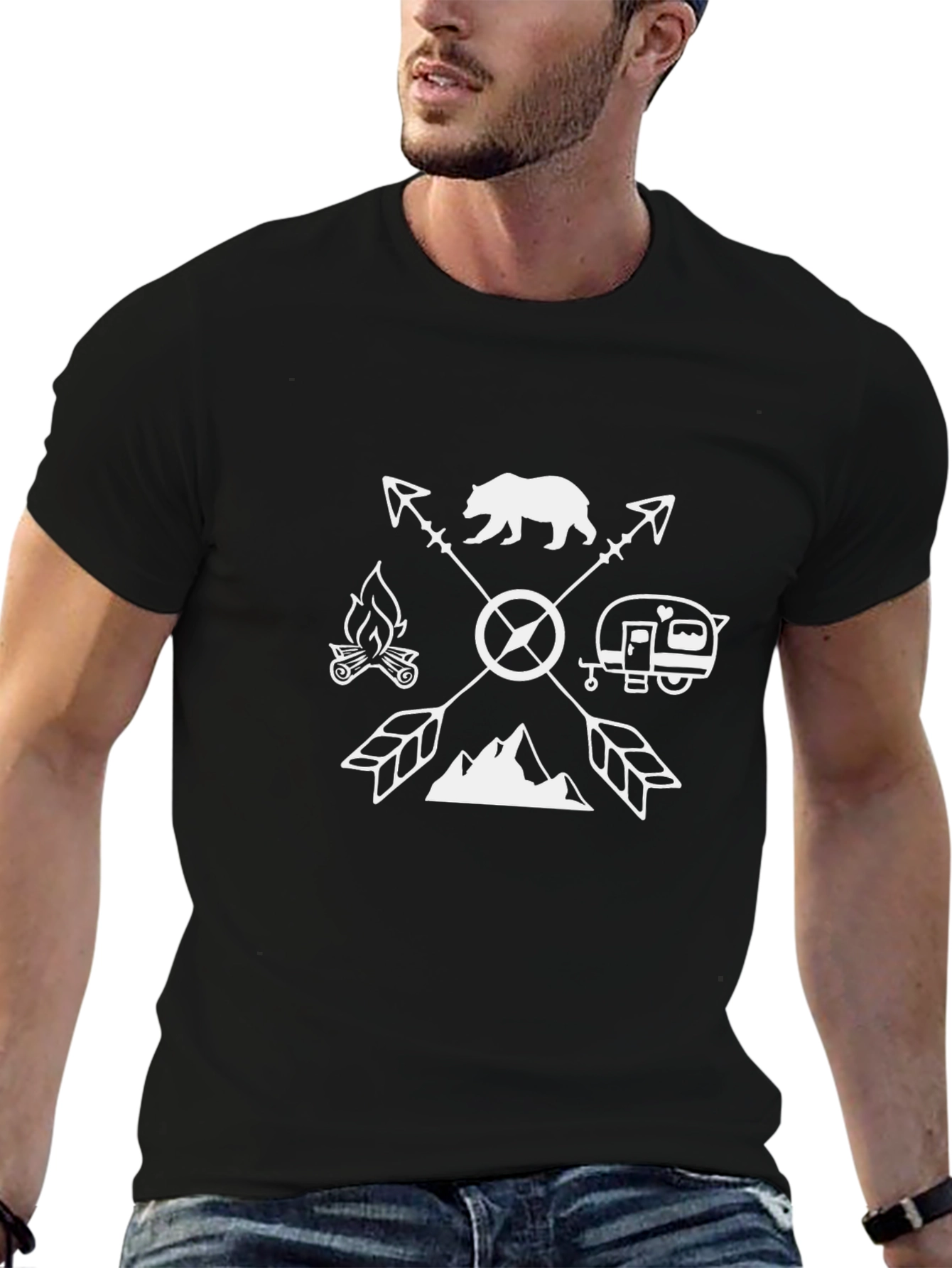 Camping Adventure Black Graphic Tee