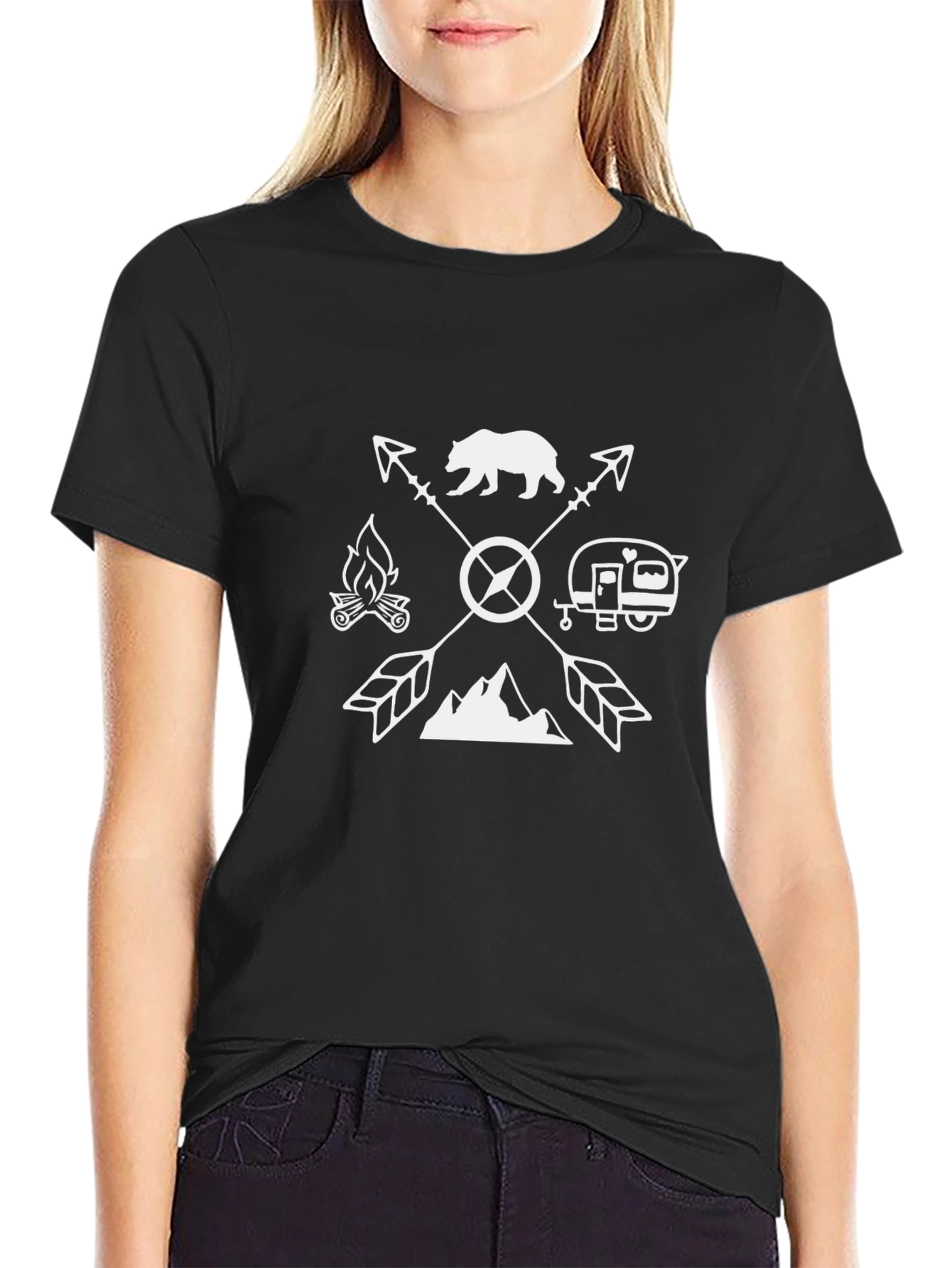 Camping Adventure Black Graphic Tee