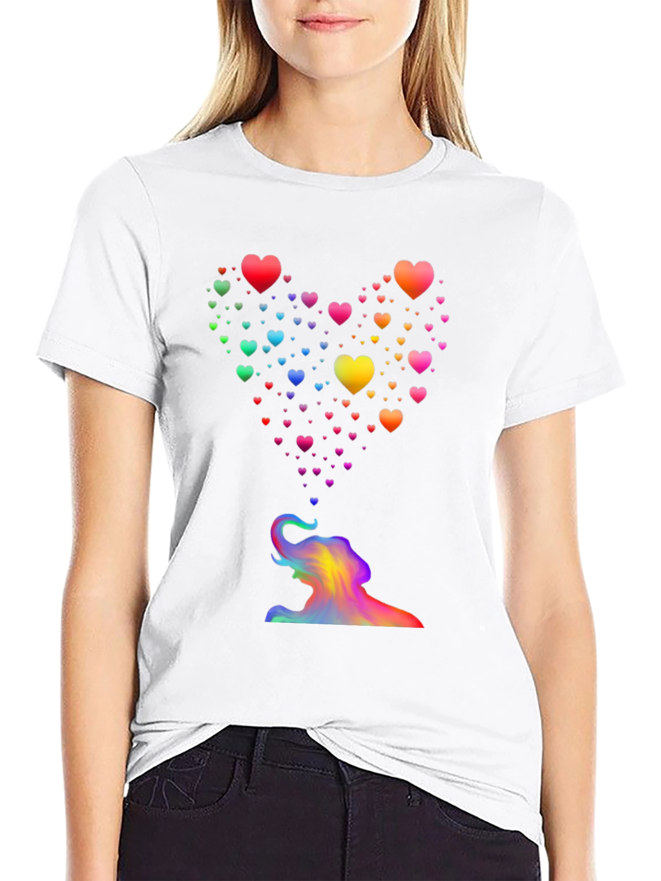 Rainbow Heart Elephant T-Shirt