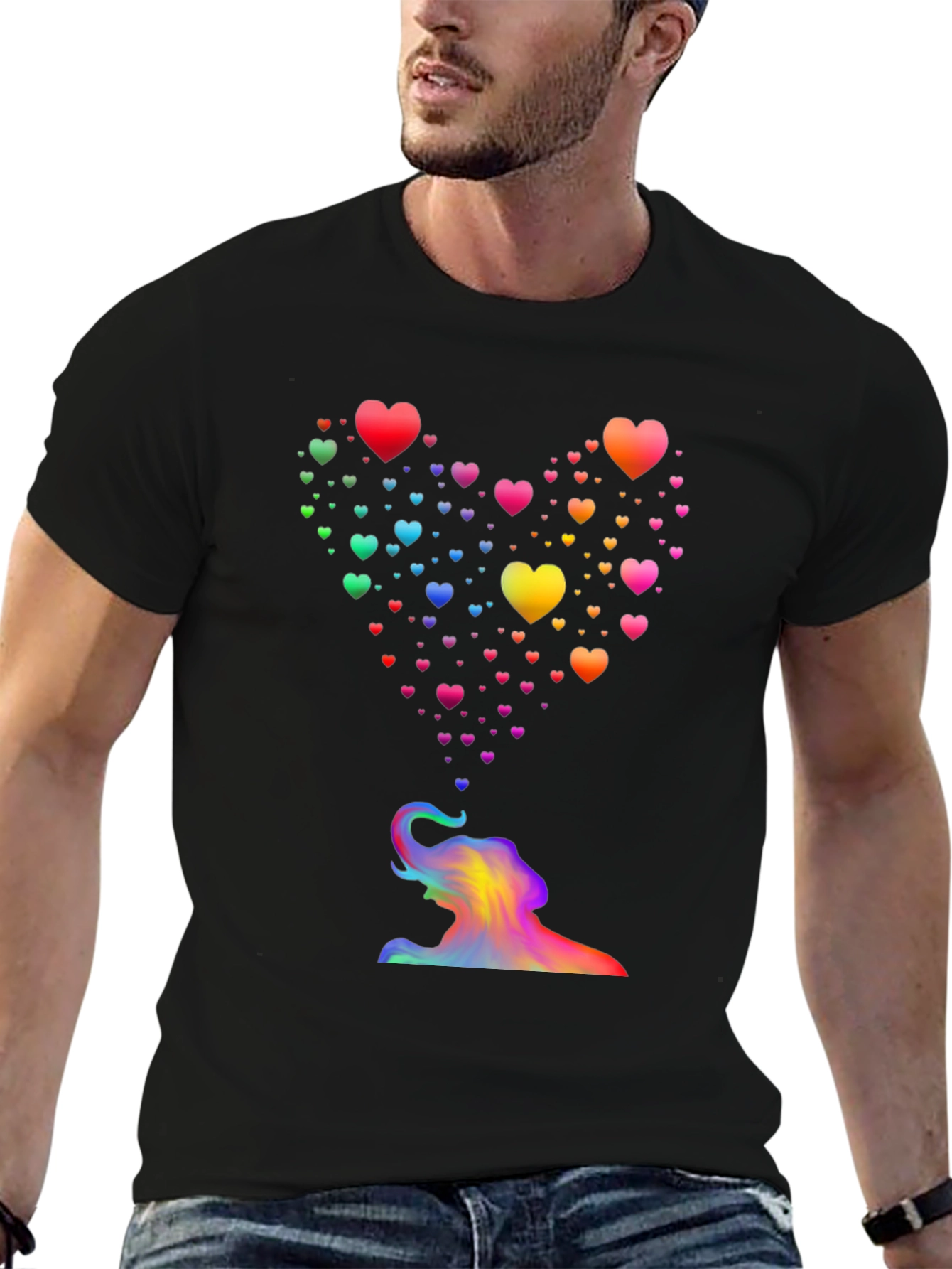 Rainbow Heart Elephant T-Shirt