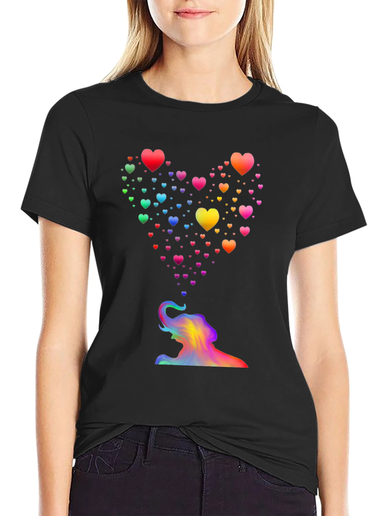 Rainbow Heart Elephant T-Shirt