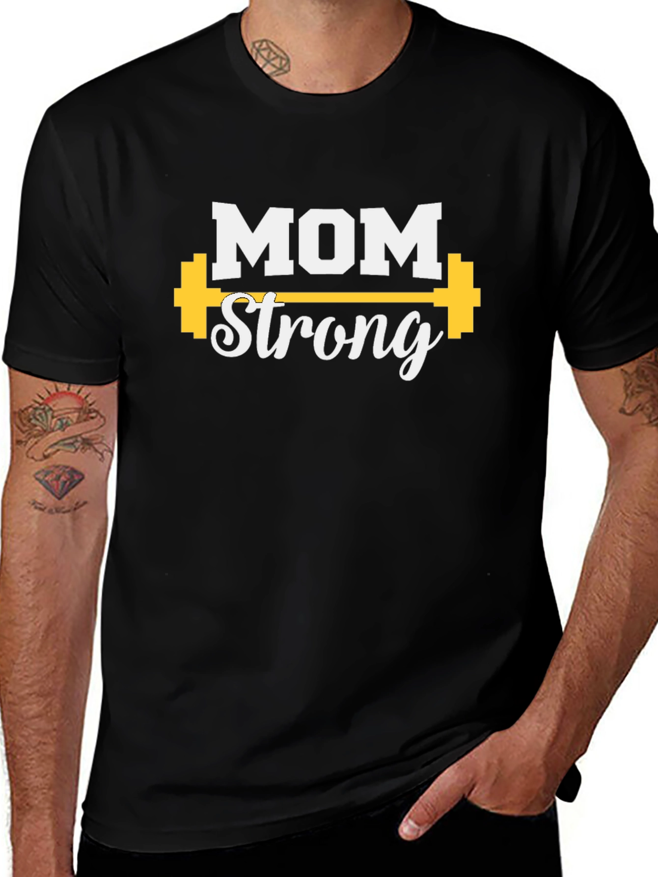 Mom Strong Graphic Tee - Black Cotton Blend