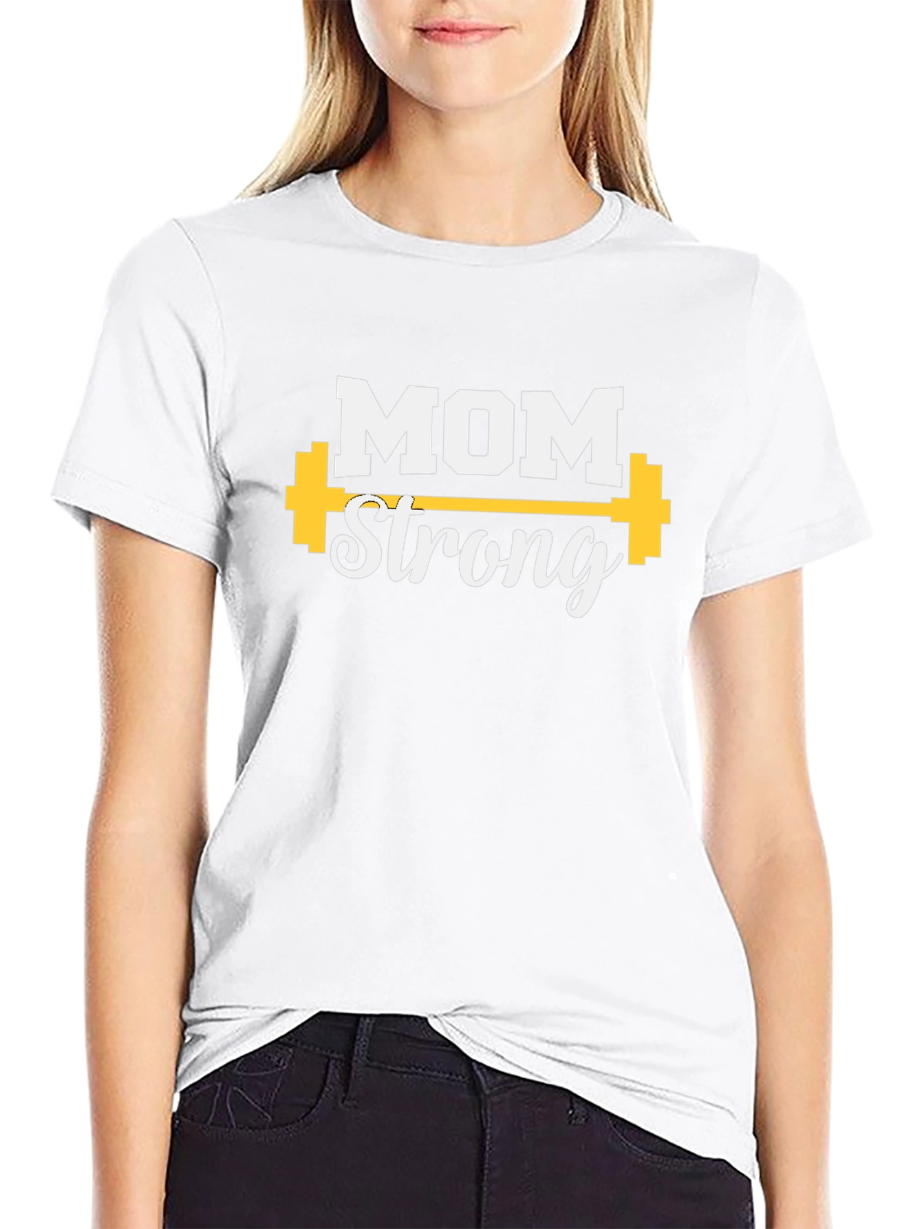 Mom Strong Graphic Tee - Black Cotton Blend