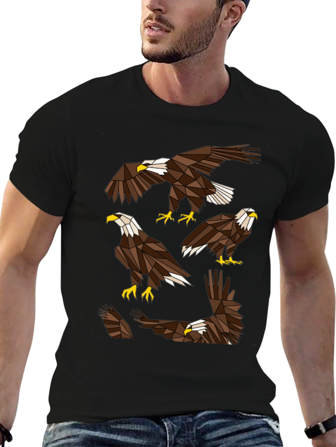 Geometric Eagle Print T-Shirt