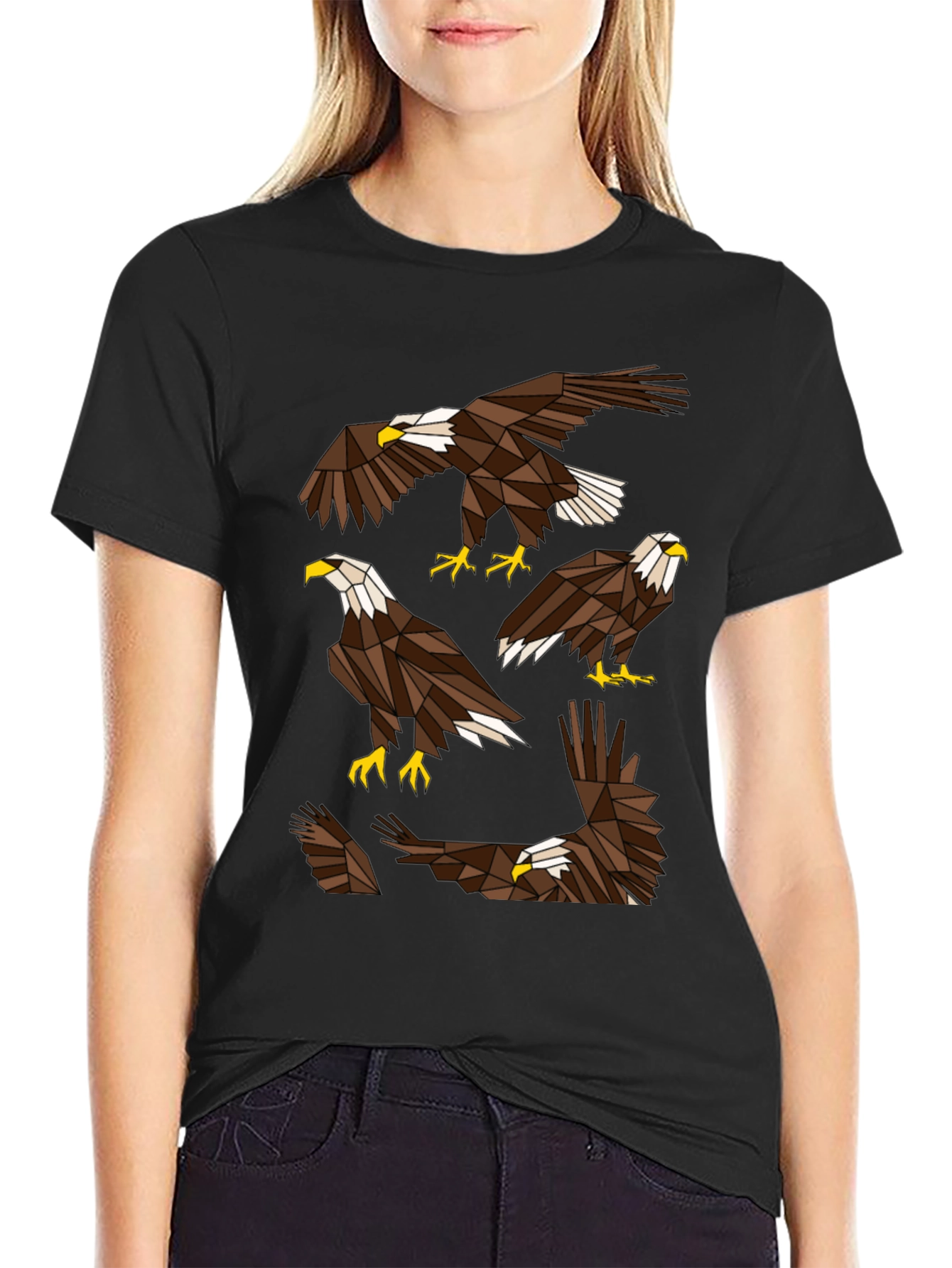Geometric Eagle Print T-Shirt