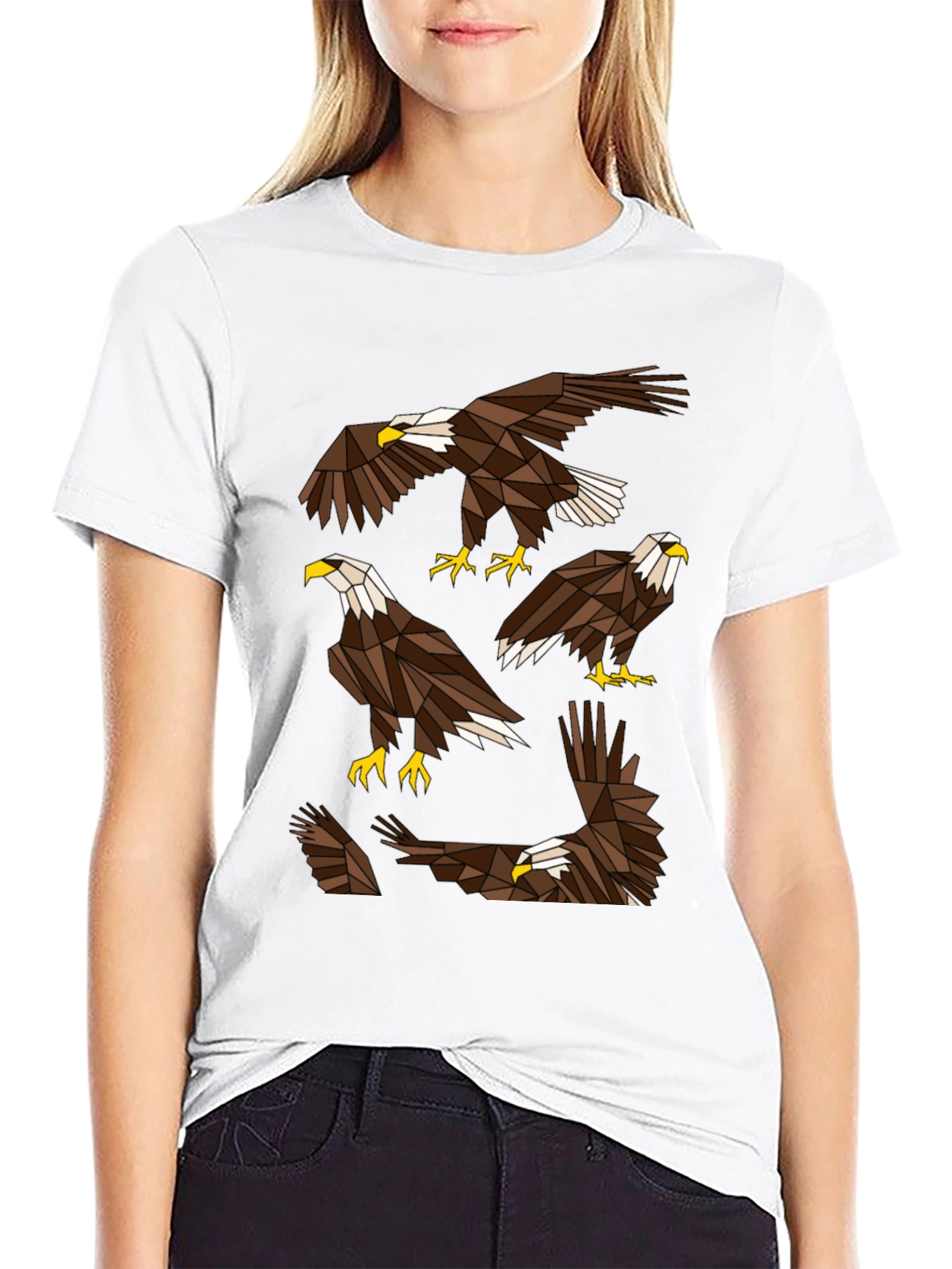 Geometric Eagle Print T-Shirt