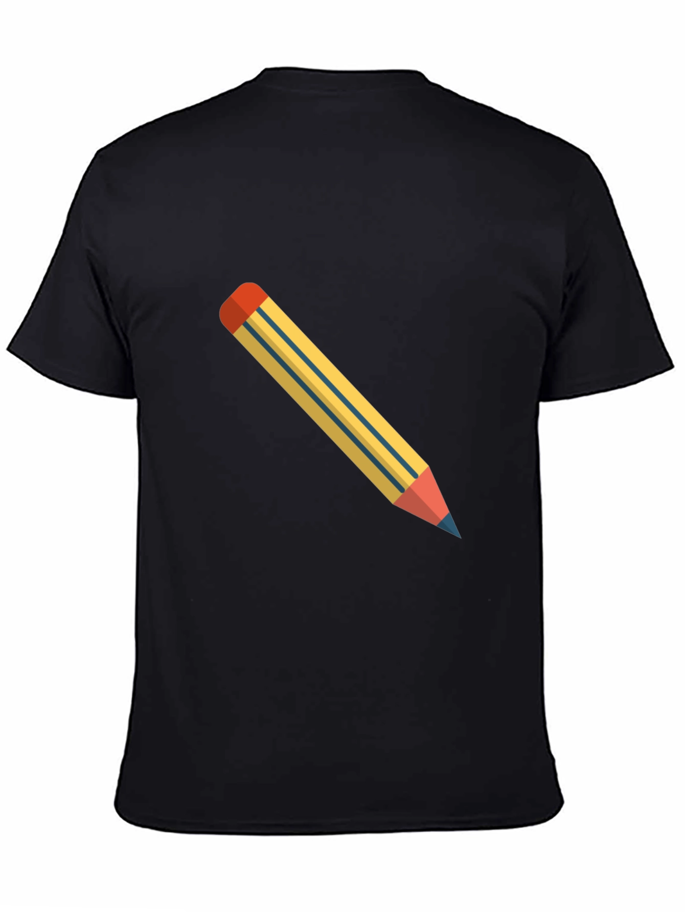 Mens Black T-Shirt with Pencil Graphic