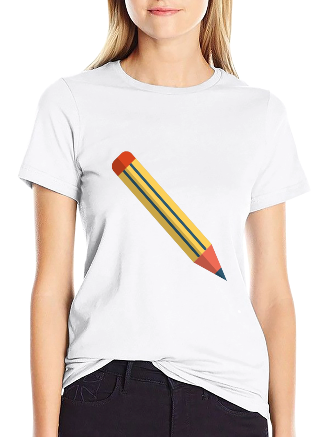 Mens Black T-Shirt with Pencil Graphic