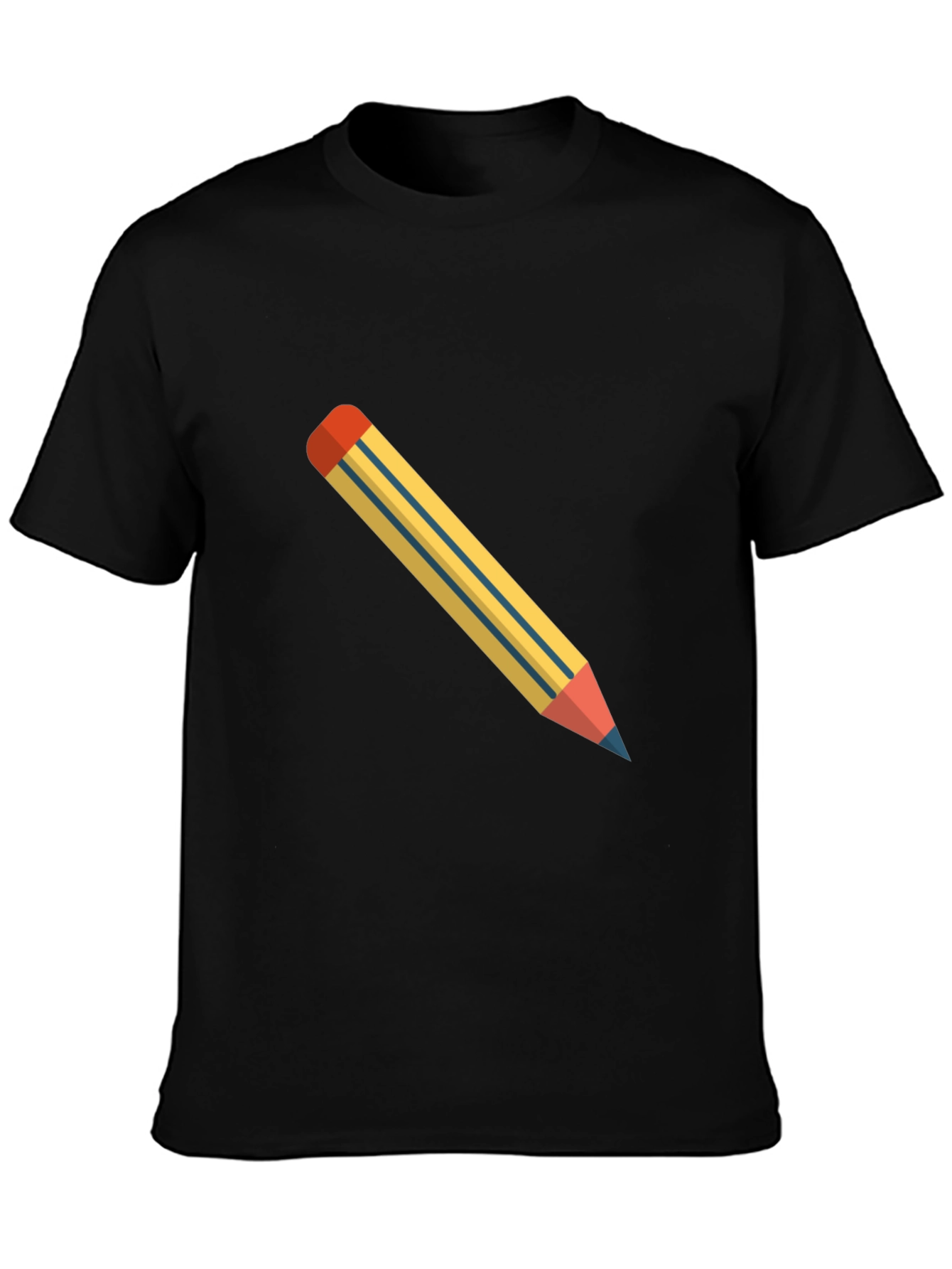Mens Black T-Shirt with Pencil Graphic