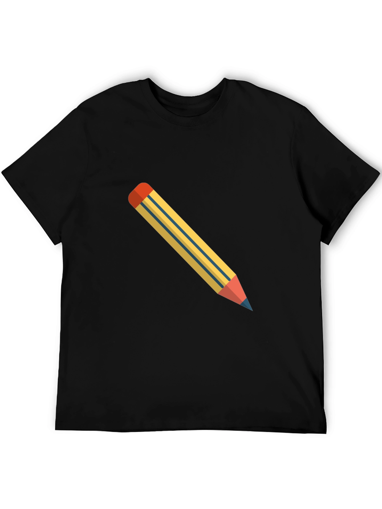 Mens Black T-Shirt with Pencil Graphic