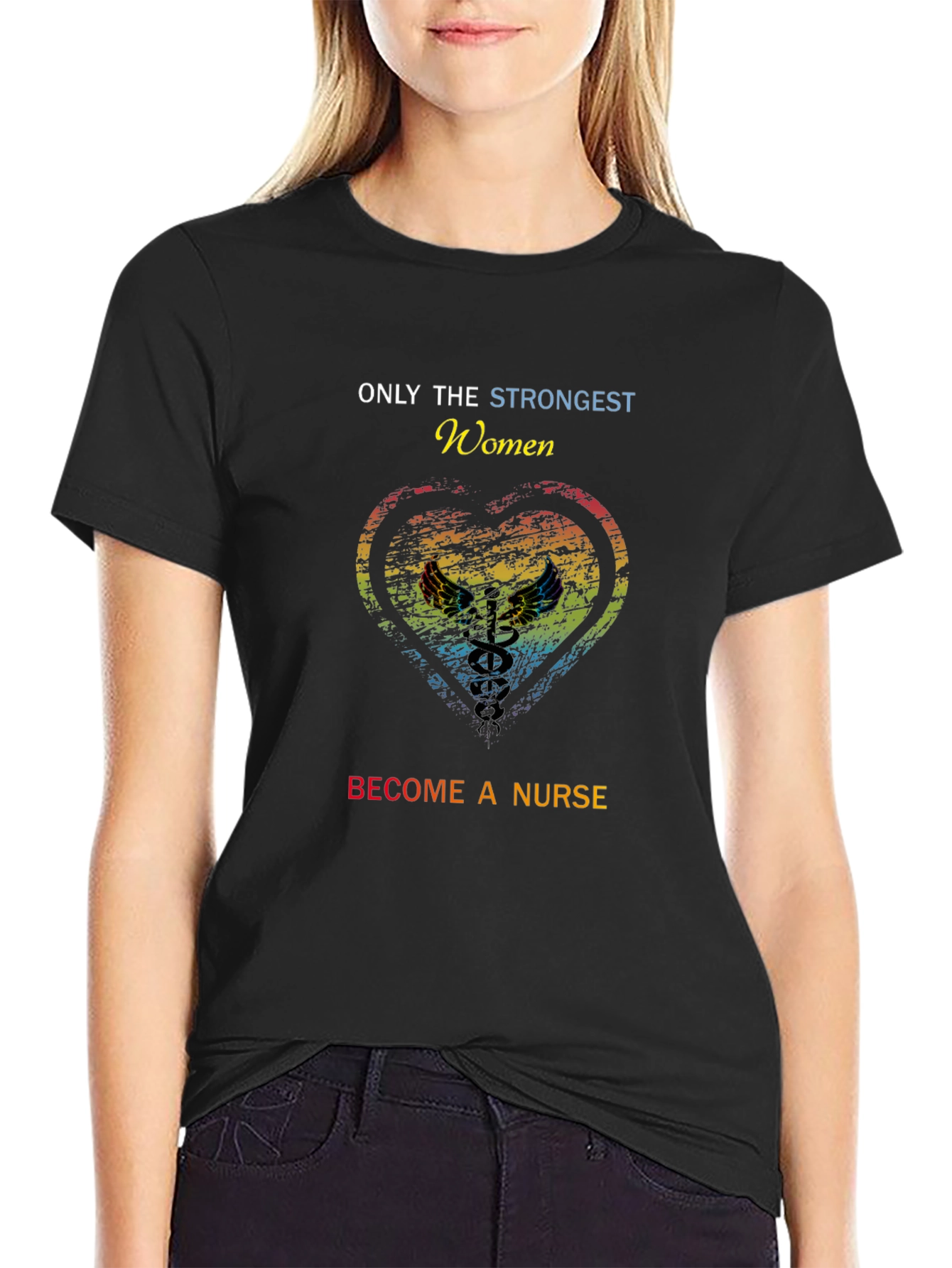 Strong Women Nurse T-Shirt - Unisex Black Tee