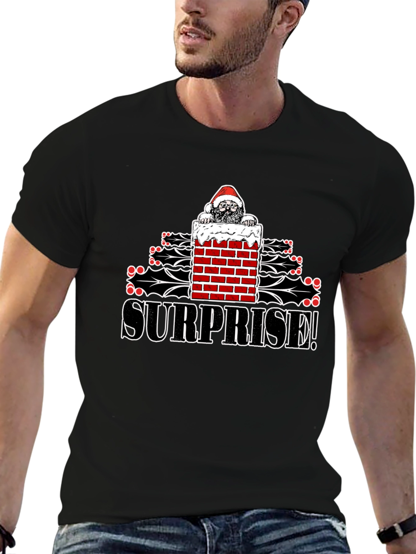 Surprise! Christmas Santa Graphic Tee