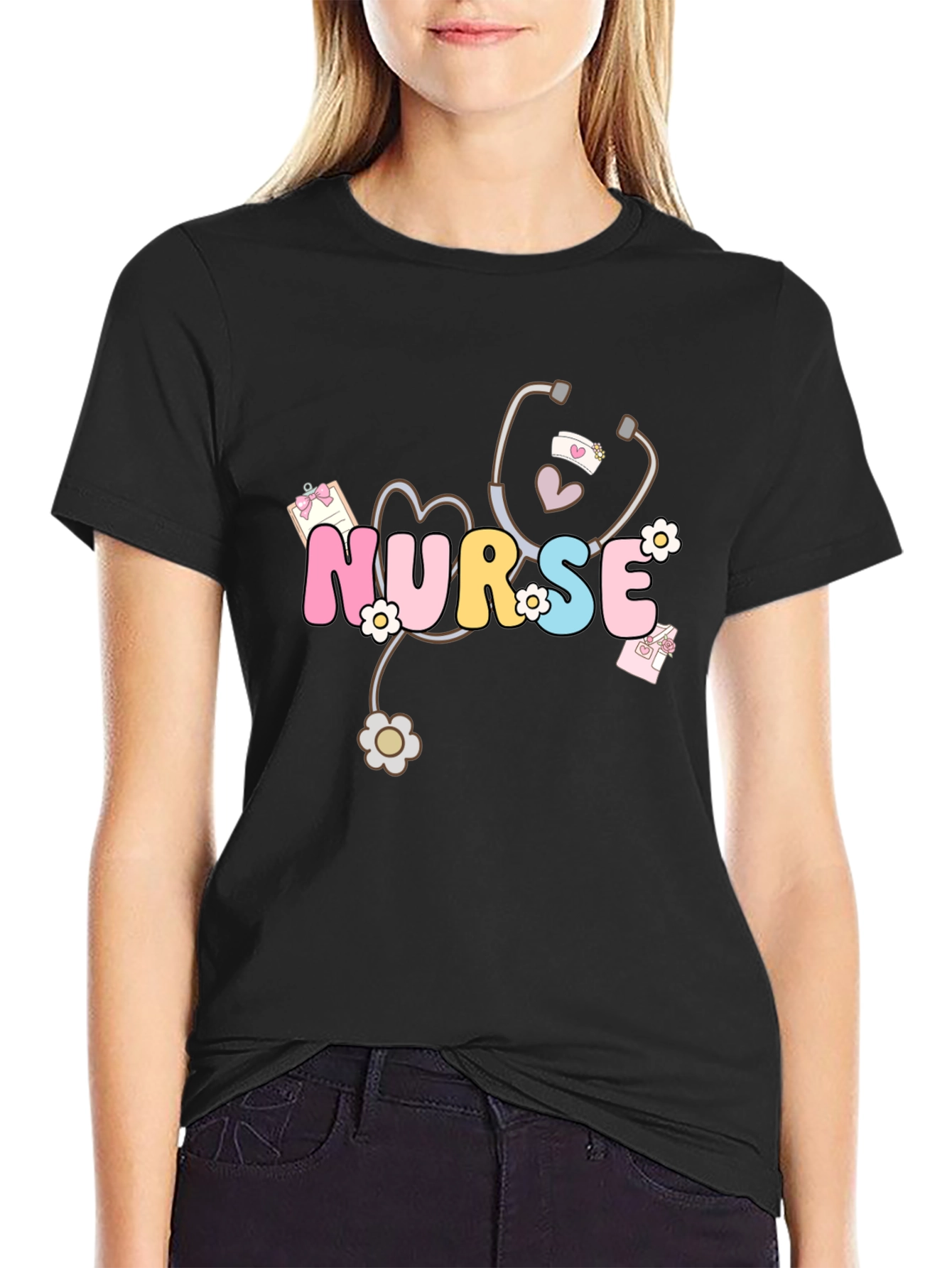 Nurse Graphic Tee - Stethoscope Design