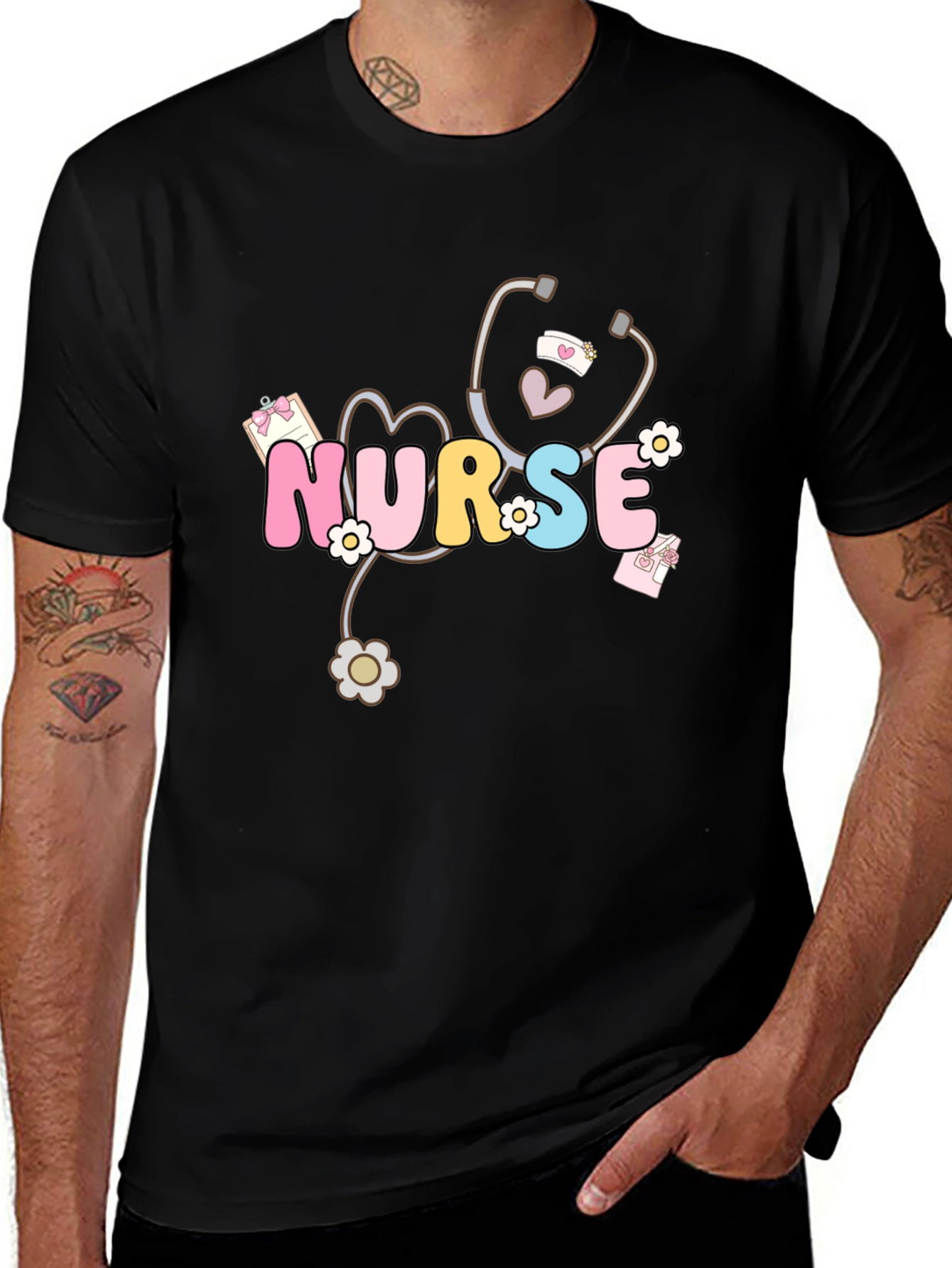Nurse Graphic Tee - Stethoscope Design