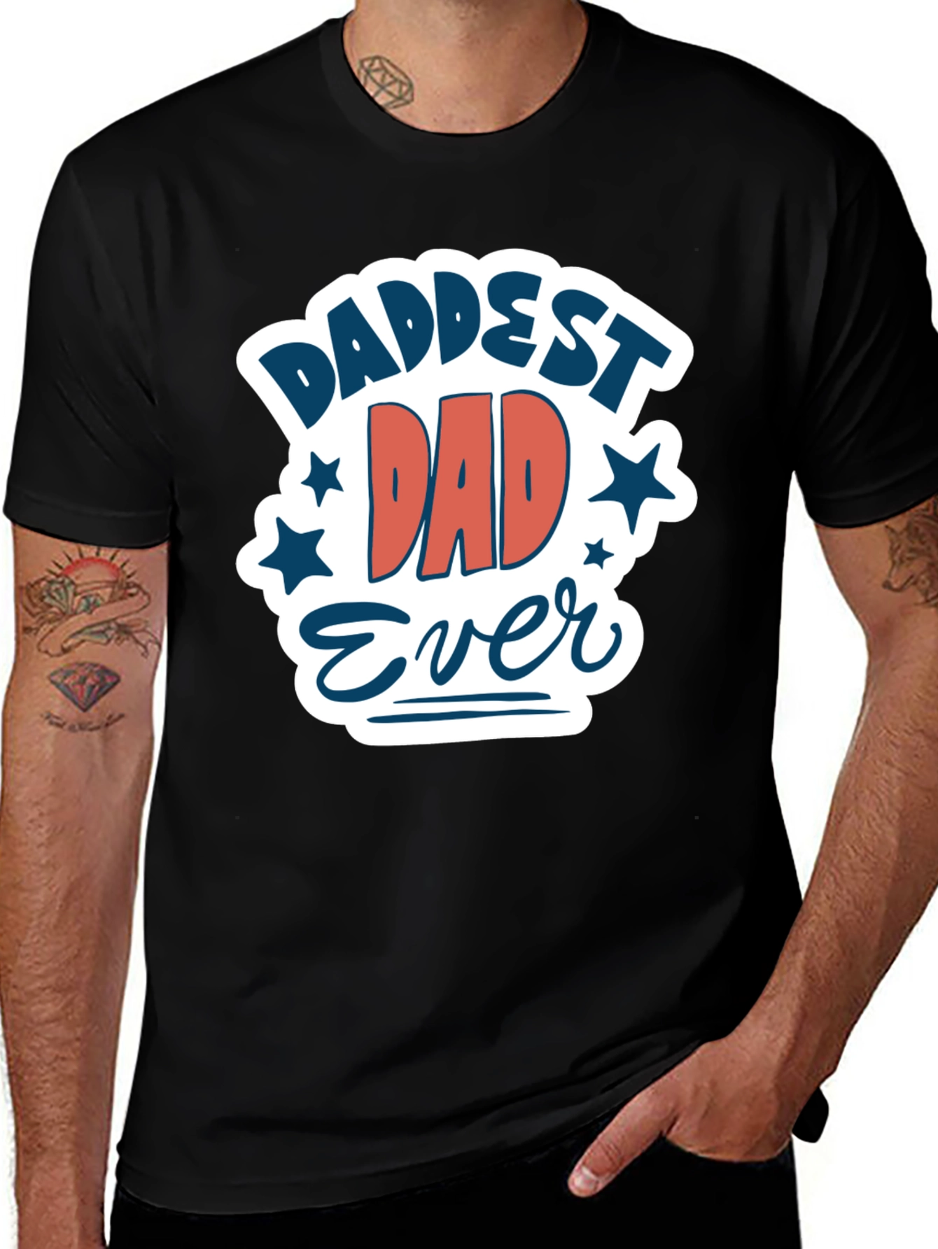 Daddest Dad Ever Graphic Tee - Black Cotton Blend
