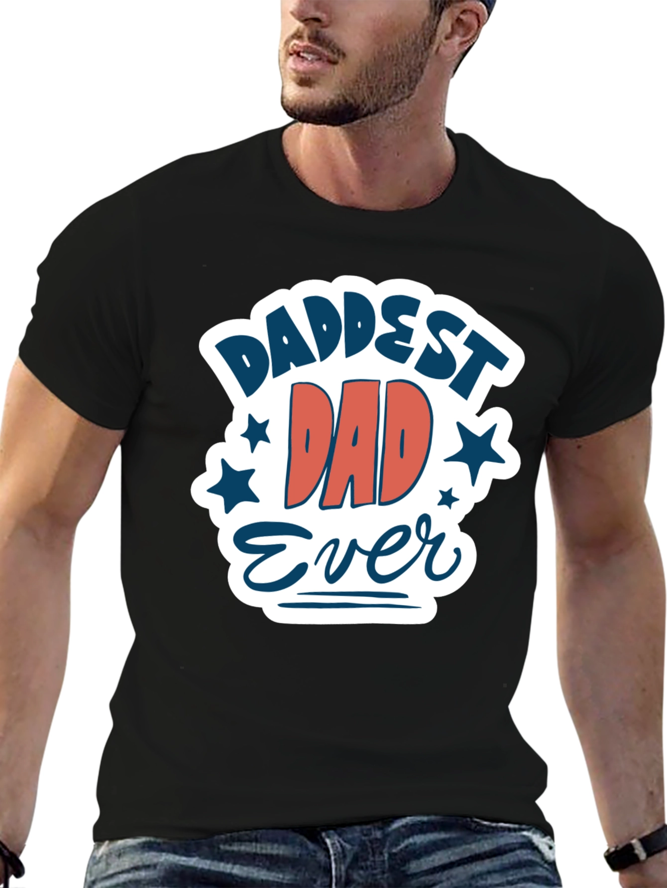 Daddest Dad Ever Graphic Tee - Black Cotton Blend