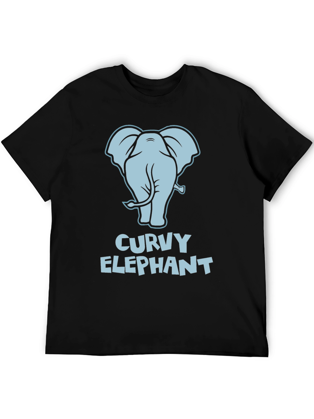 Curvy Elephant Graphic T-Shirt - Unisex Black Tee