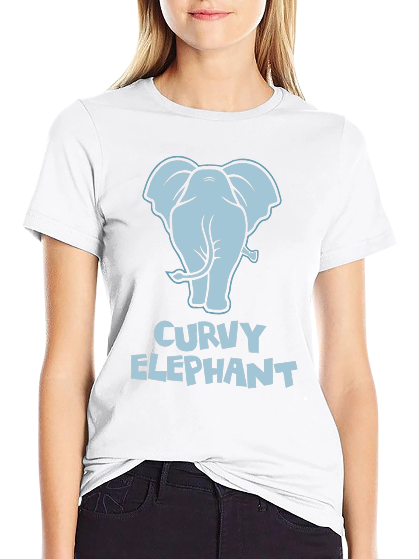 Curvy Elephant Graphic T-Shirt - Unisex Black Tee