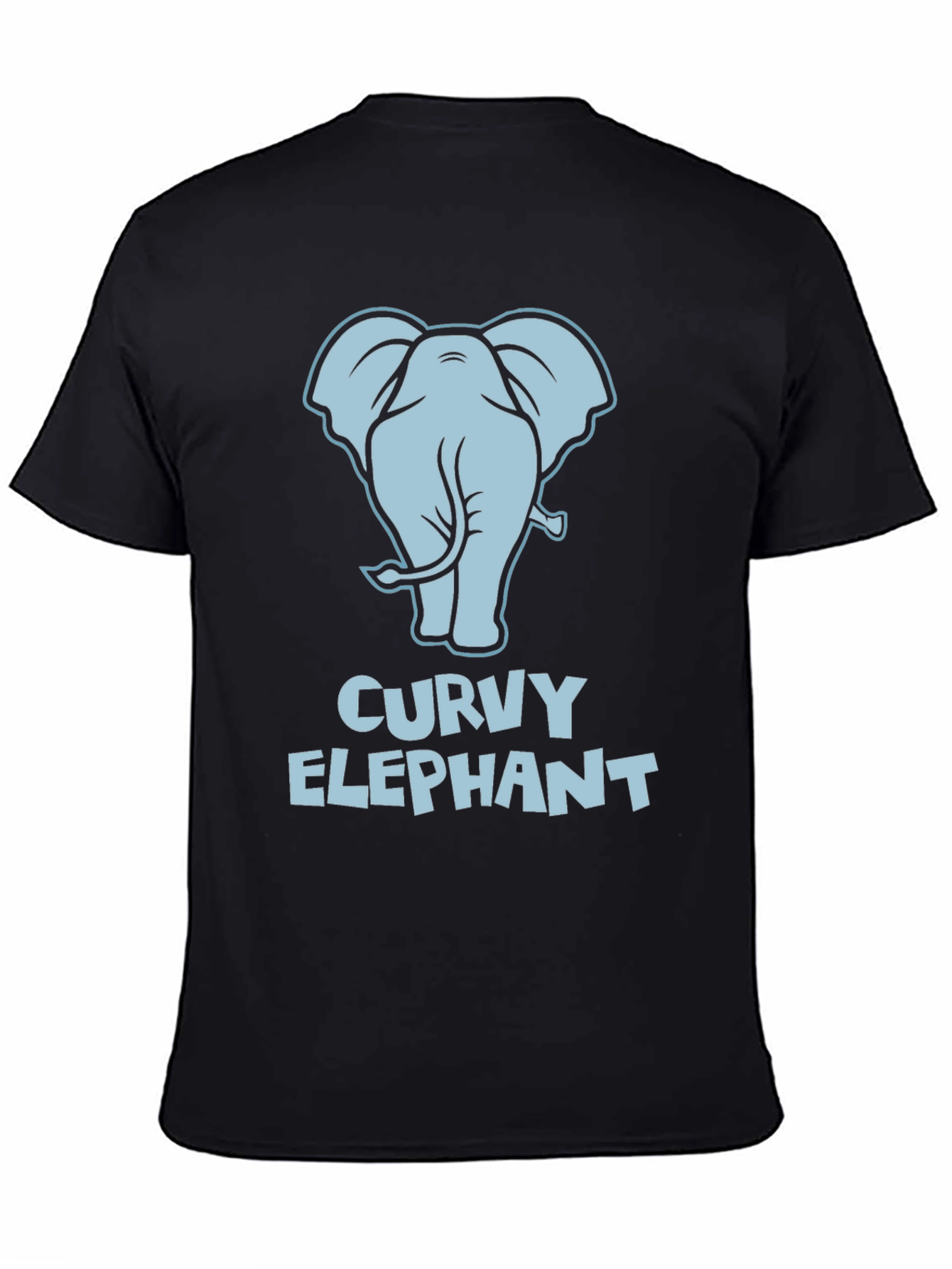 Curvy Elephant Graphic T-Shirt - Unisex Black Tee