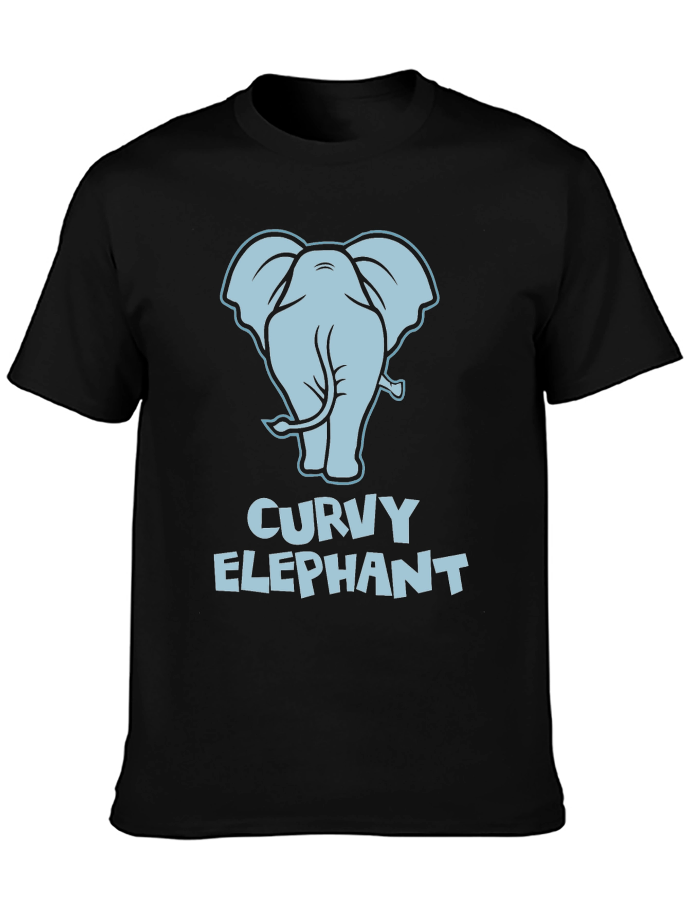 Curvy Elephant Graphic T-Shirt - Unisex Black Tee