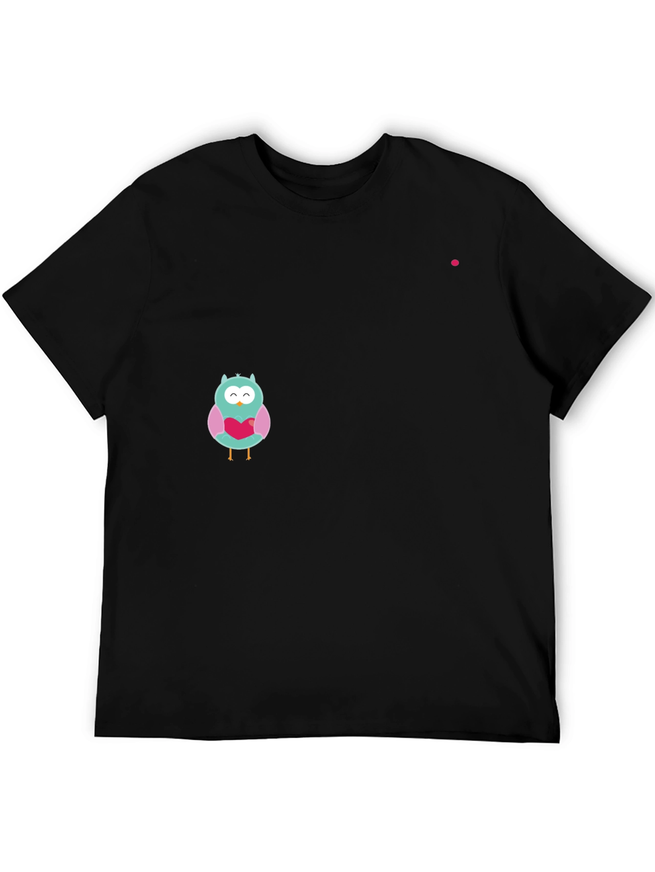 Owl With Heart Graphic Black T-Shirt