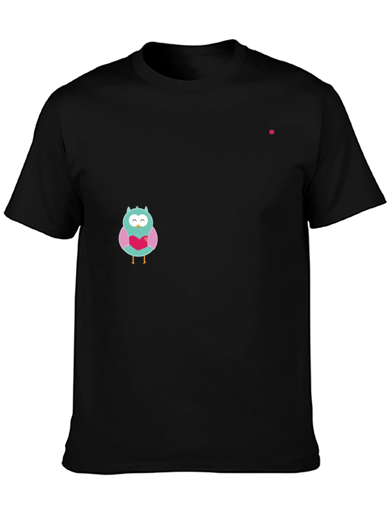 Owl With Heart Graphic Black T-Shirt