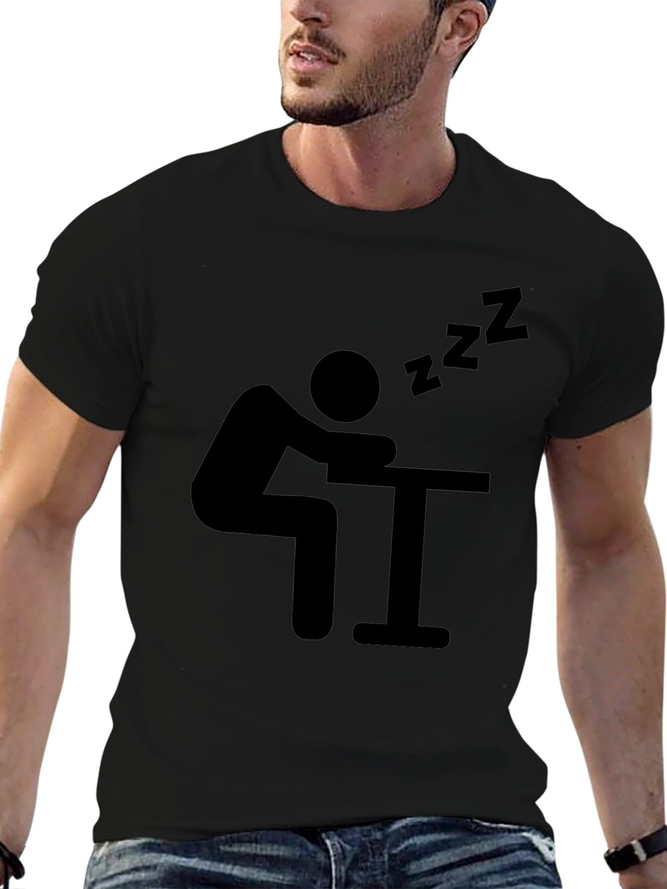 Funny Sleepy Black Graphic T-Shirt