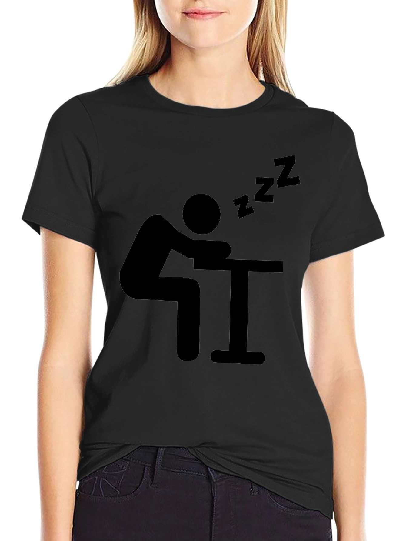 Funny Sleepy Black Graphic T-Shirt