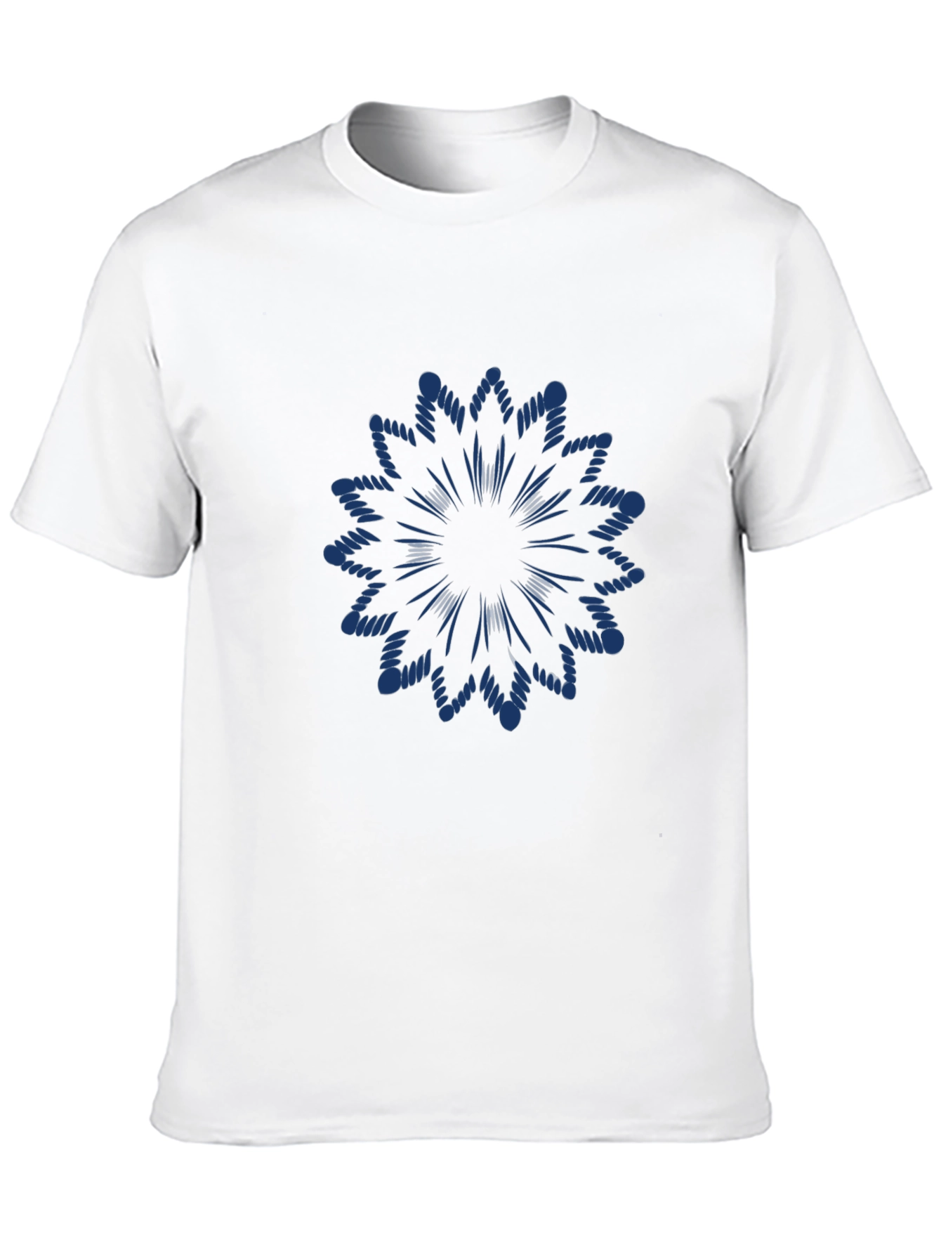 Black T-Shirt with Blue Floral Design