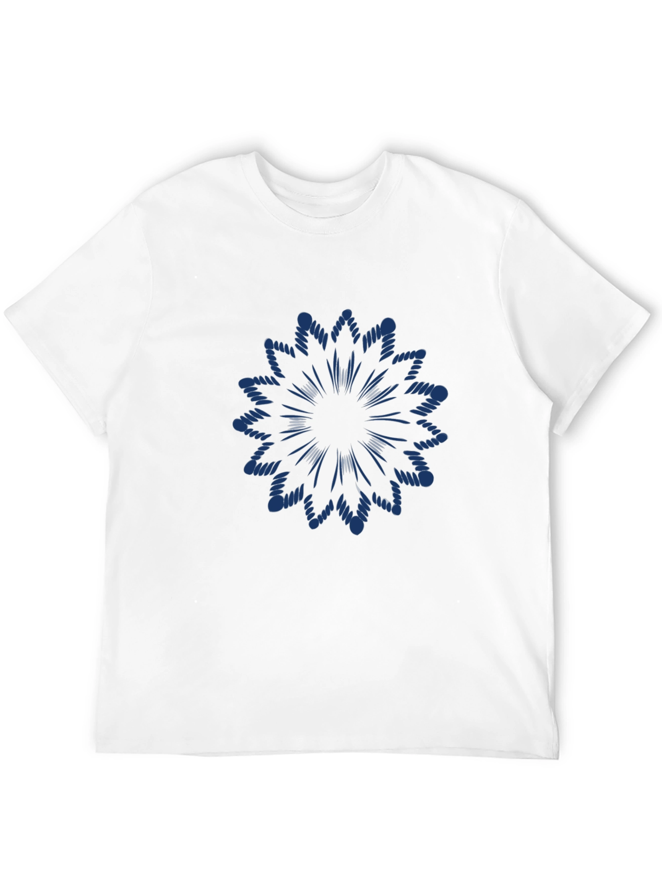 Black T-Shirt with Blue Floral Design