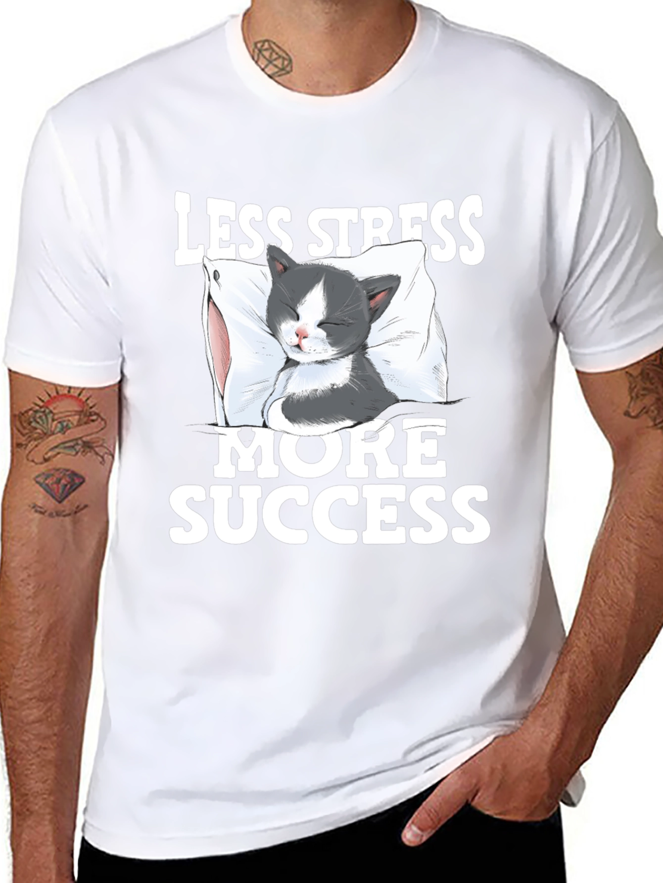 Less Stress More Success Cat T-Shirt