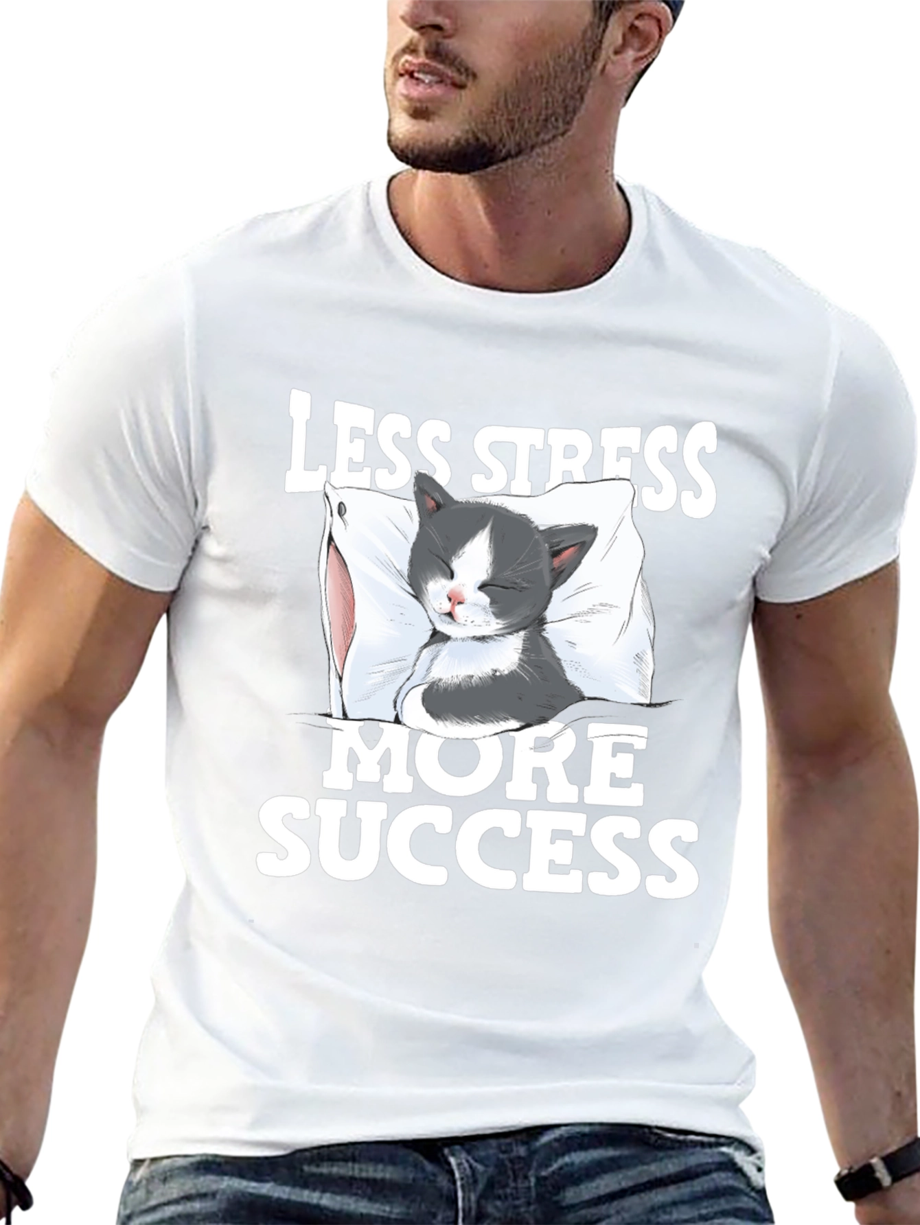 Less Stress More Success Cat T-Shirt