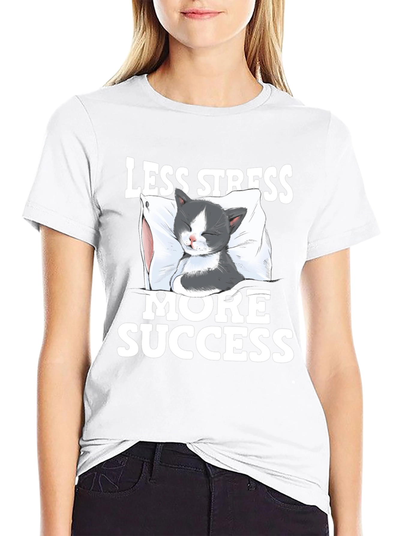 Less Stress More Success Cat T-Shirt